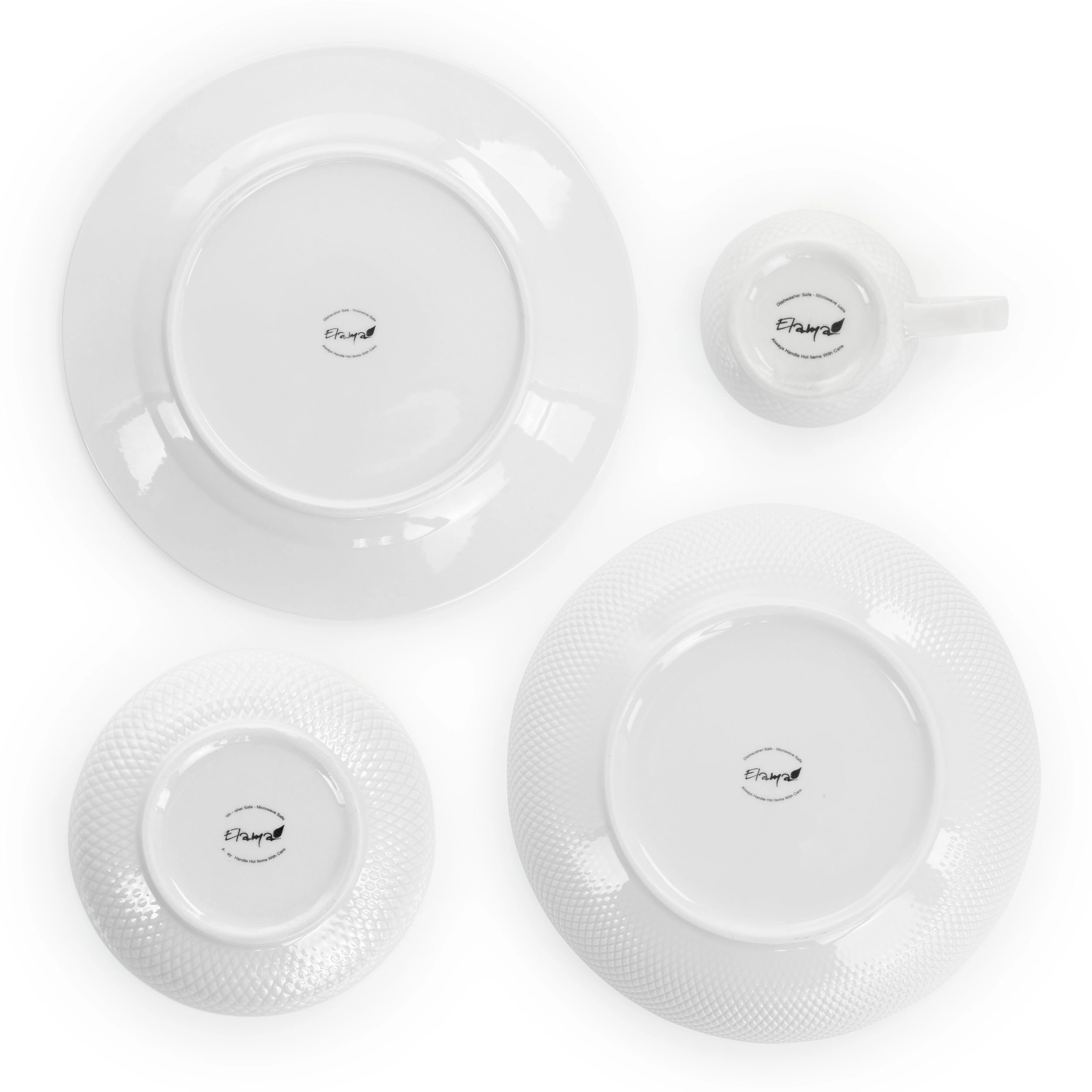 Elama Maisy 18 Piece Round Porcelain Dinnerware Set in White