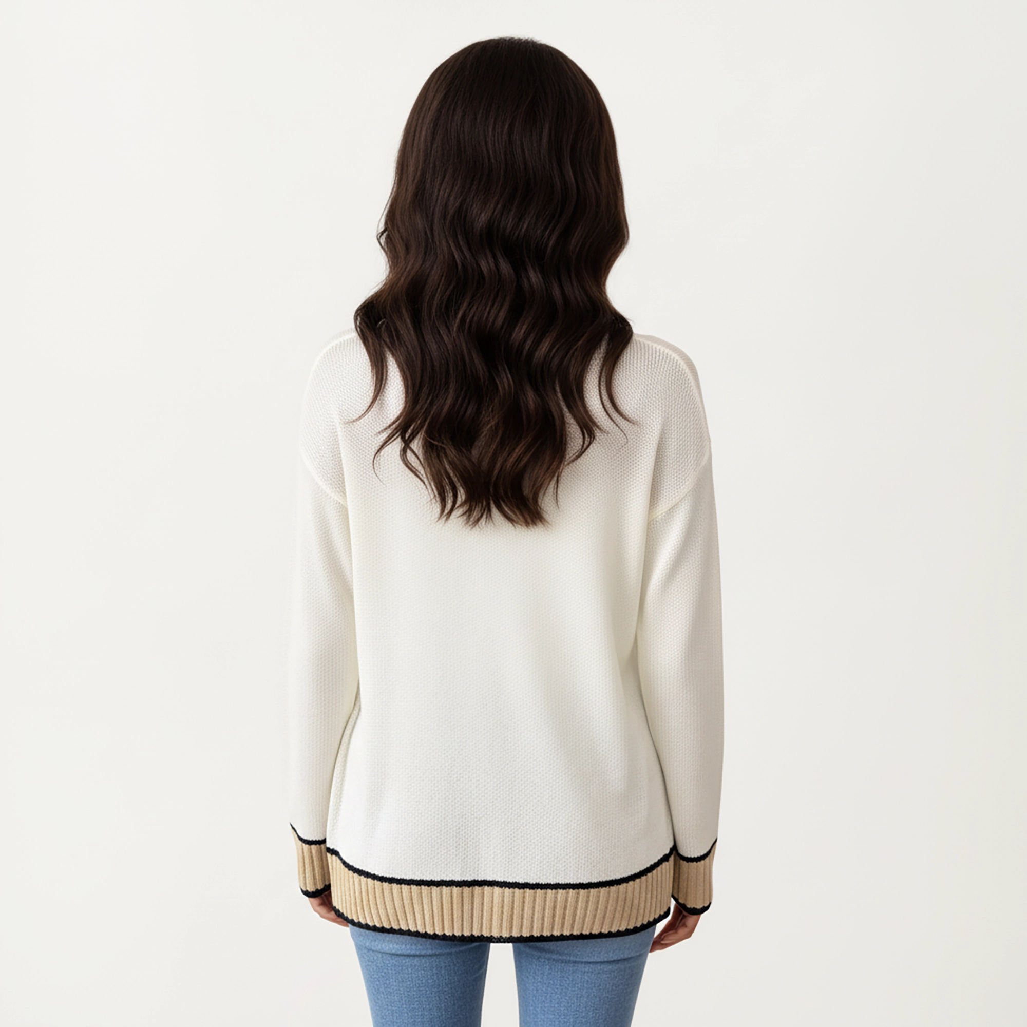 Anna-Kaci Women's Long Sleeve Button Front Cardigan Top with Contrast Ribbed Trim and Relaxed Fit Open Front Silhouette