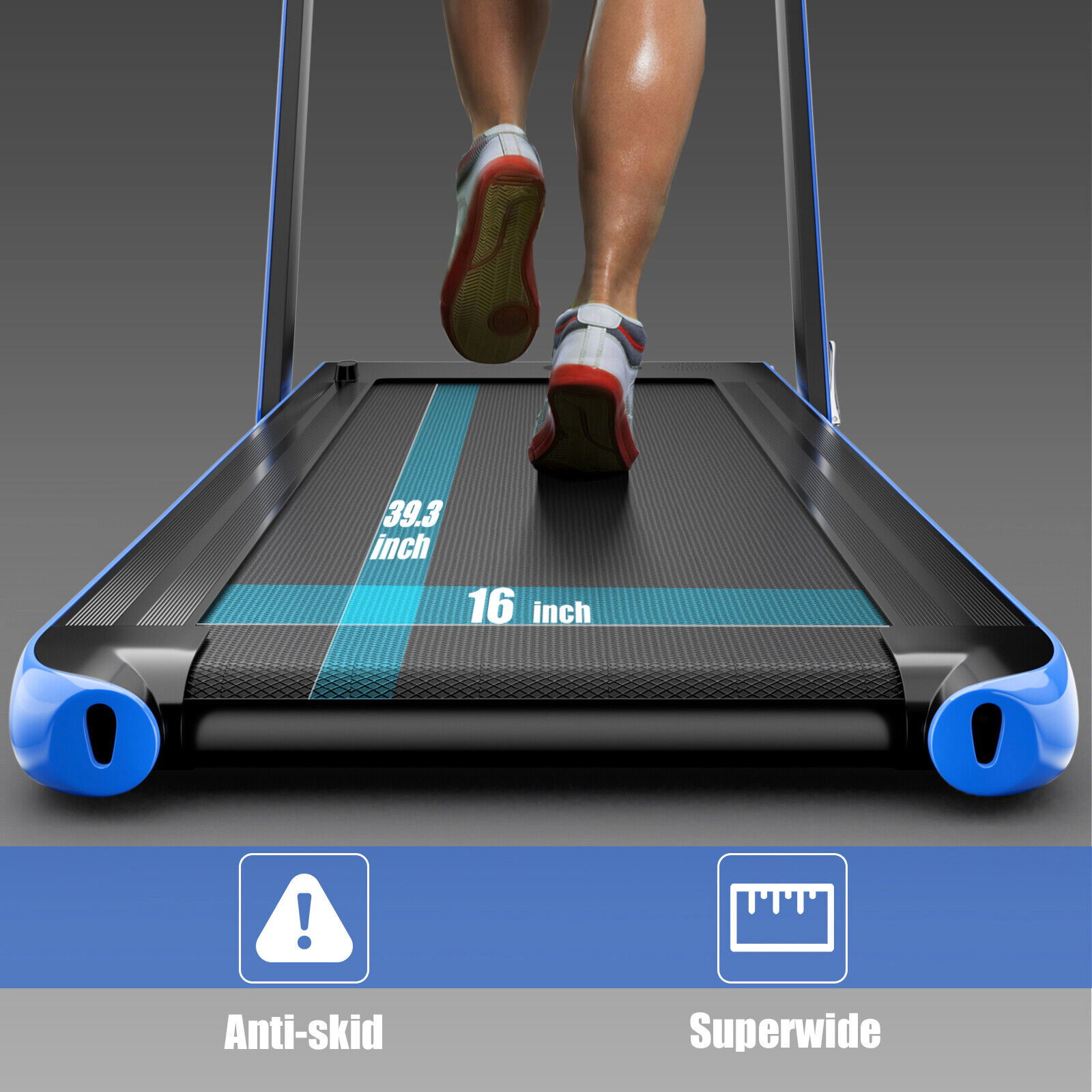 SUGIFT Navy 2.25-HP 2-in-1 Folding Treadmill with Remote Control and Speaker 52.5-in W 29-in D 265-lb User Capacity