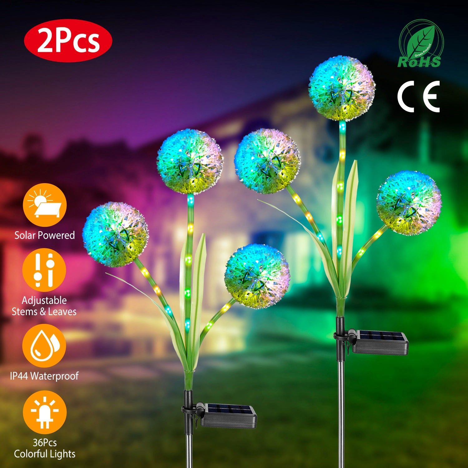GBruno Solar Dandelion Garden Stake Lights 2-Pack