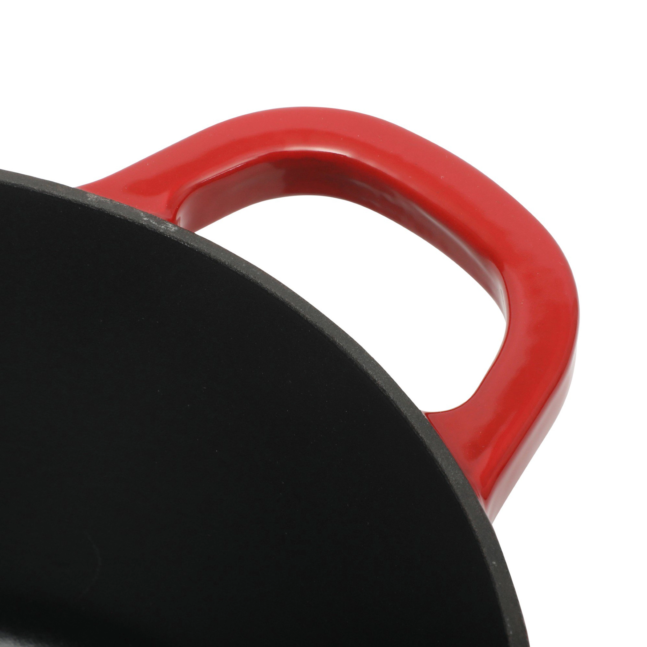 Crock Pot 3 Quart Enameled Cast Iron Dutch Oven With Borosilicate Lid in Red