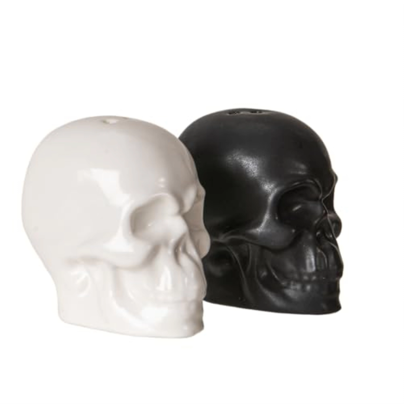 Pacific Giftware Black and White Skulls Ceramic Salt And Pepper Shaker Set