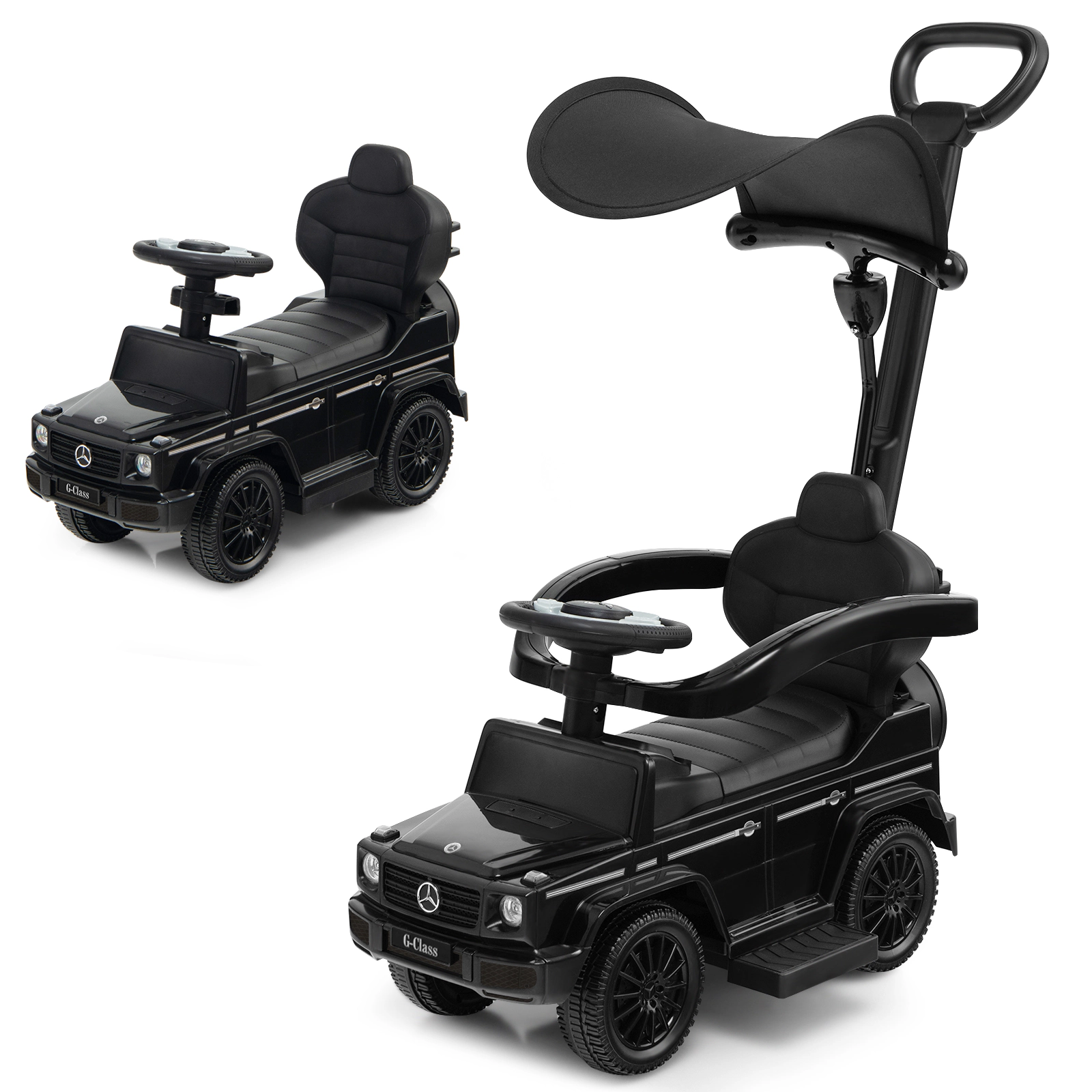 Hivvago 3-In-1 Ride on Push Car Mercedes Benz G350 Stroller Sliding with Canopy
