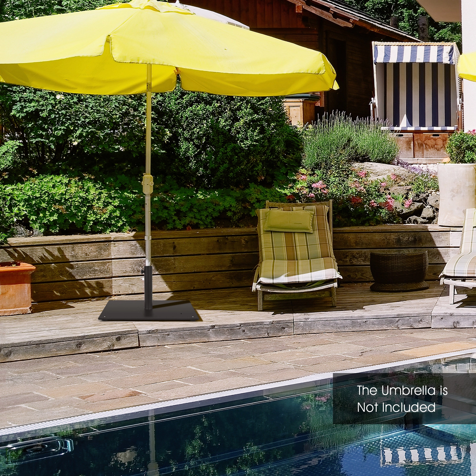 SUGIFT 20-in Square Patio Umbrella Base with 4 Adjustable Footpads for 1.6- and 1.9-in Poles Black