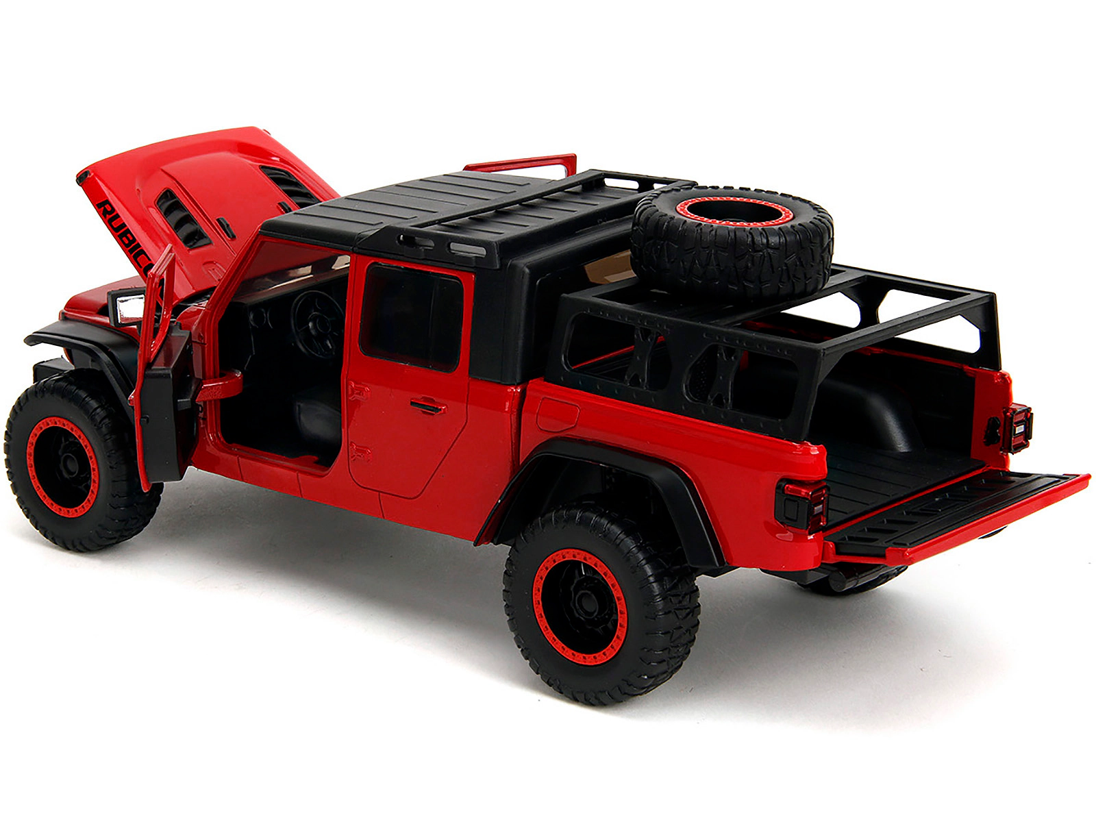 Jada 2020 Jeep Gladiator Rubicon Pickup Truck Red with Black Top and Extra Wheels "Just Trucks" Series 1/24