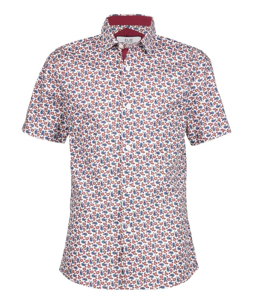 Elie Balleh Boys Slim Fit Paisley Short Sleeve Shirt