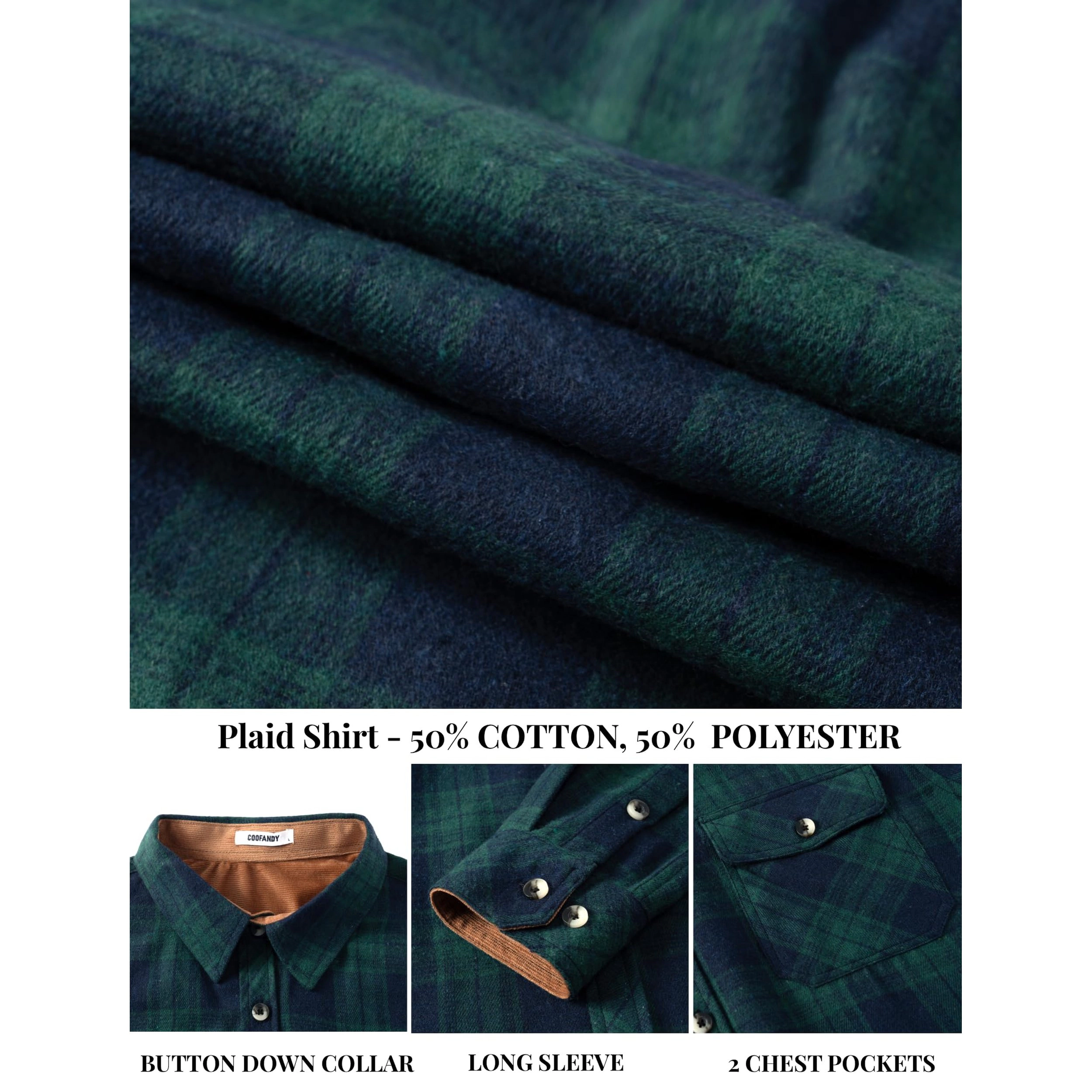 COOFANDY Men's Regular Fit Long Sleeve Button Down Flannel Shirt