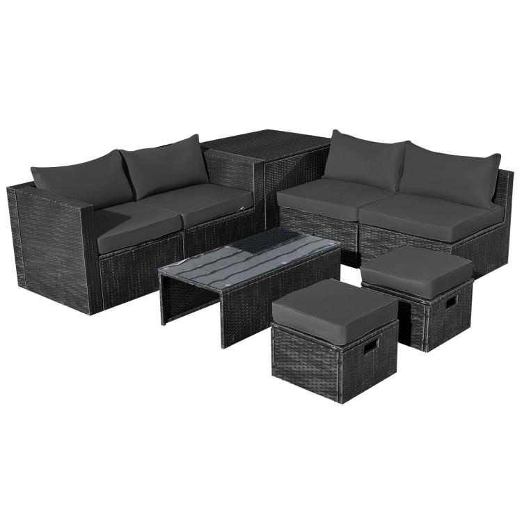 Hivvago 8 Pieces Patio Furniture Set With Storage Box And Waterproof Cover