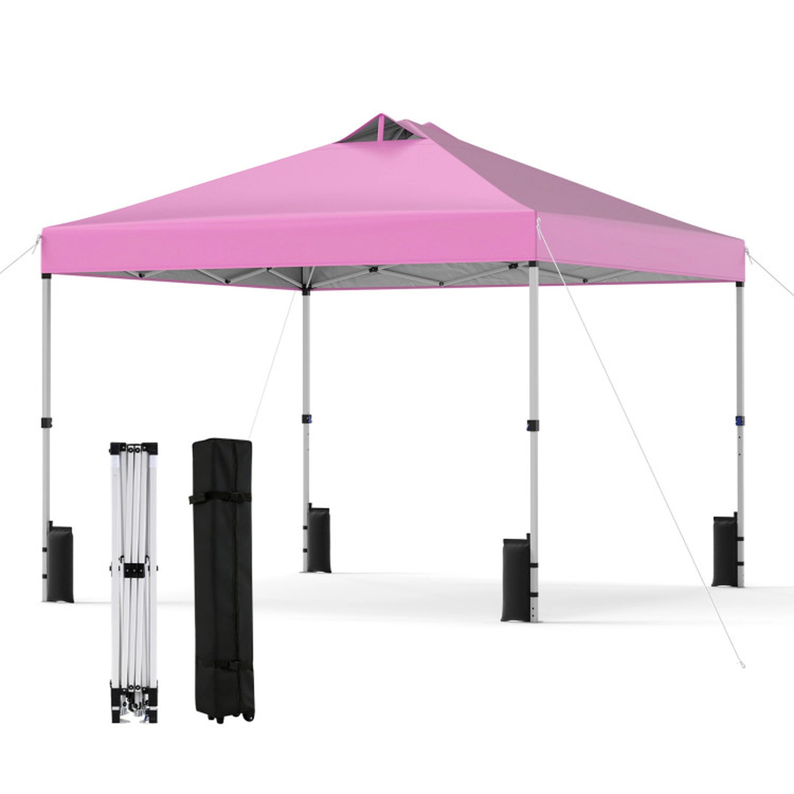 SUGIFT One-Hand Center Lock Pop Up Canopy Tent 10 x 10ft 3-Height Adjustable Pink