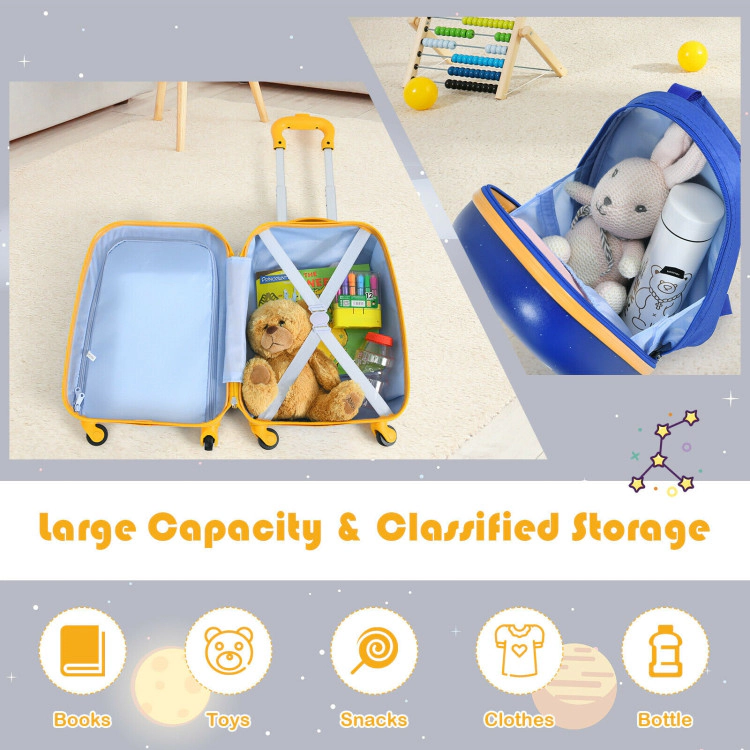 Hivvago 2-Piece Kids Travel Luggage Set with Backpack and Rolling Suitcase