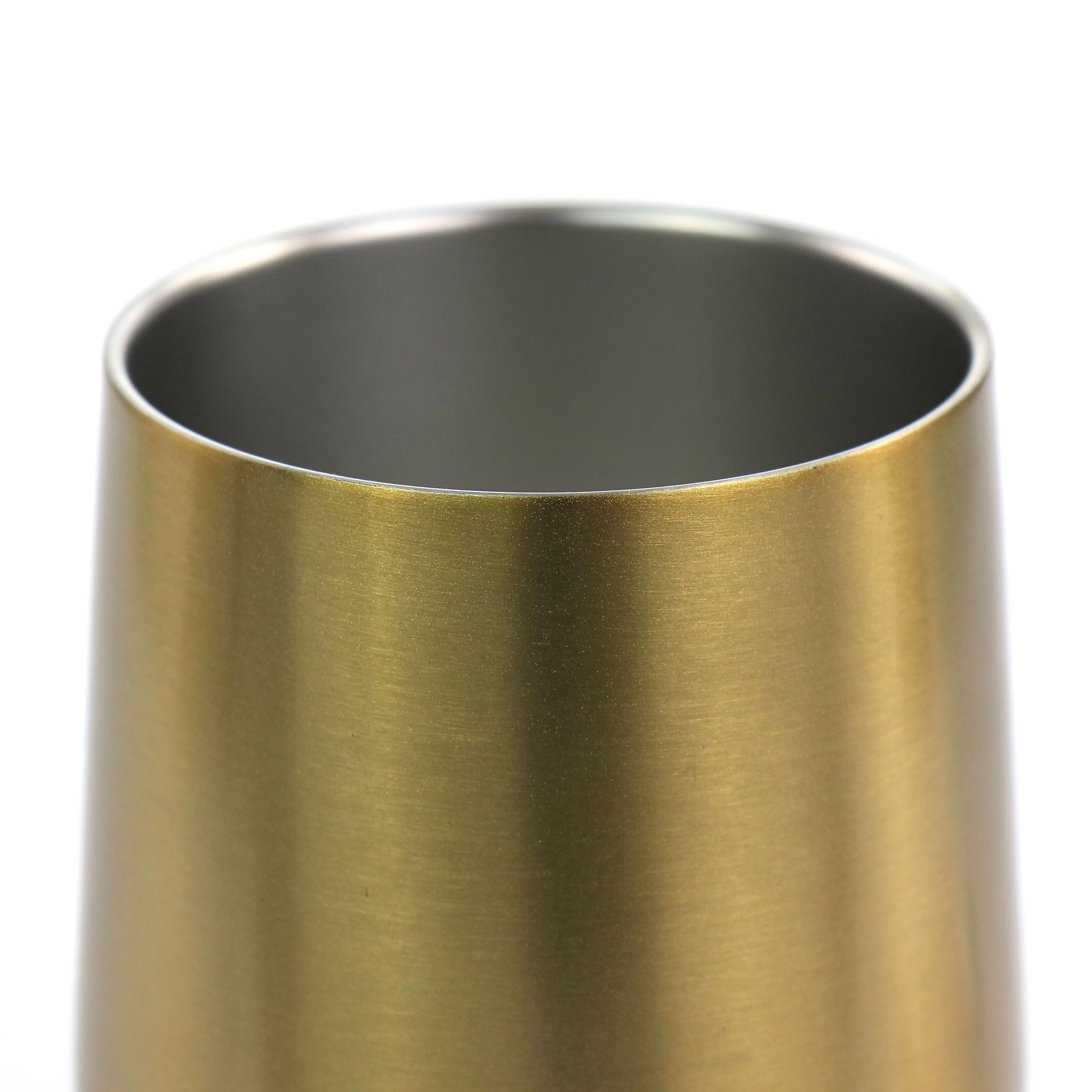 WAO 12 Ounce Thermal Wine Tumbler with Lid in Gold