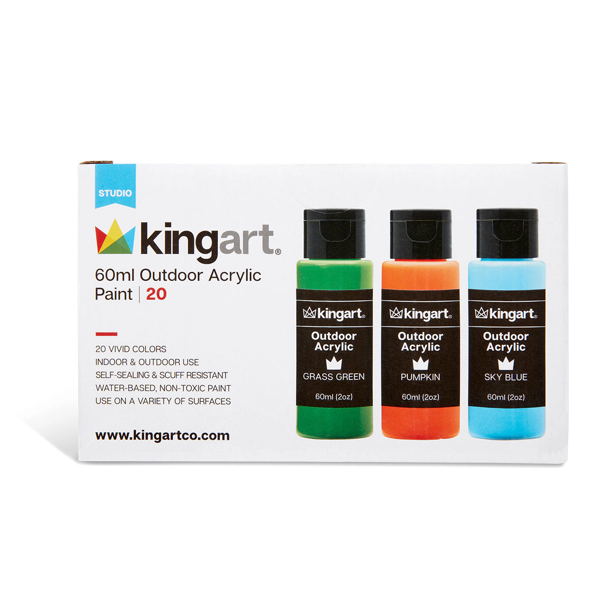 KINGART Outdoor Acrylic Paint Set - 20 Colors, 60ml Bottles