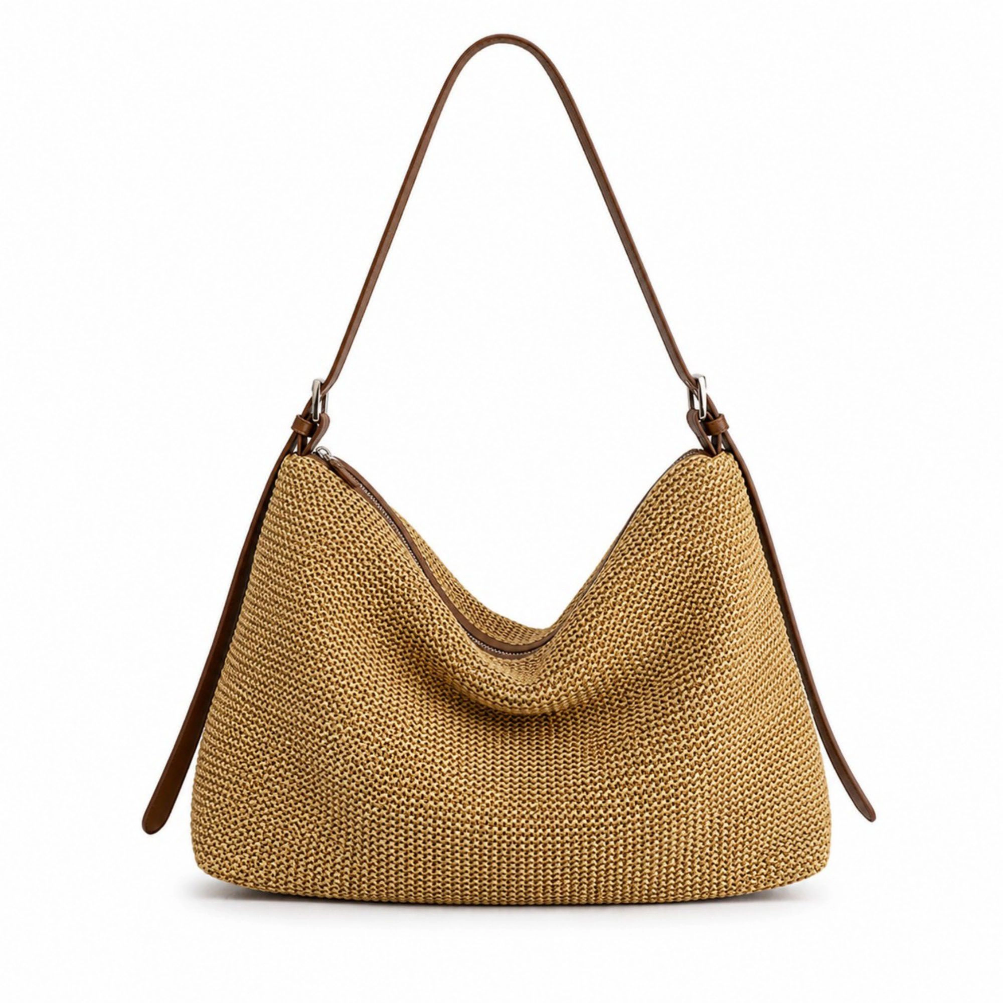 Alilang Women's Woven Hobo Shoulder Bag with Zip Top and Large Capacity