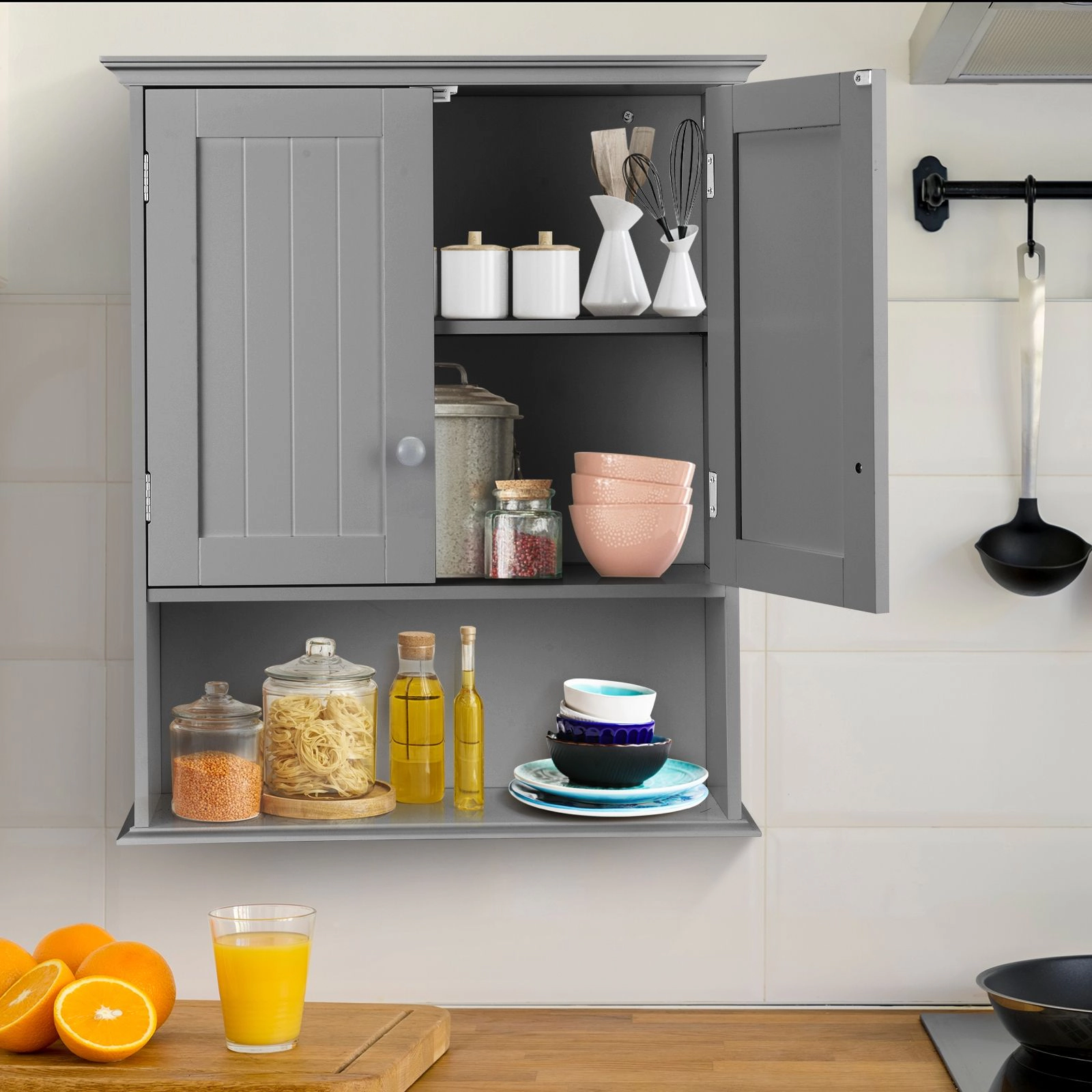 Slickblue Freestanding Bathroom Cabinet with MDF Storage Shelves