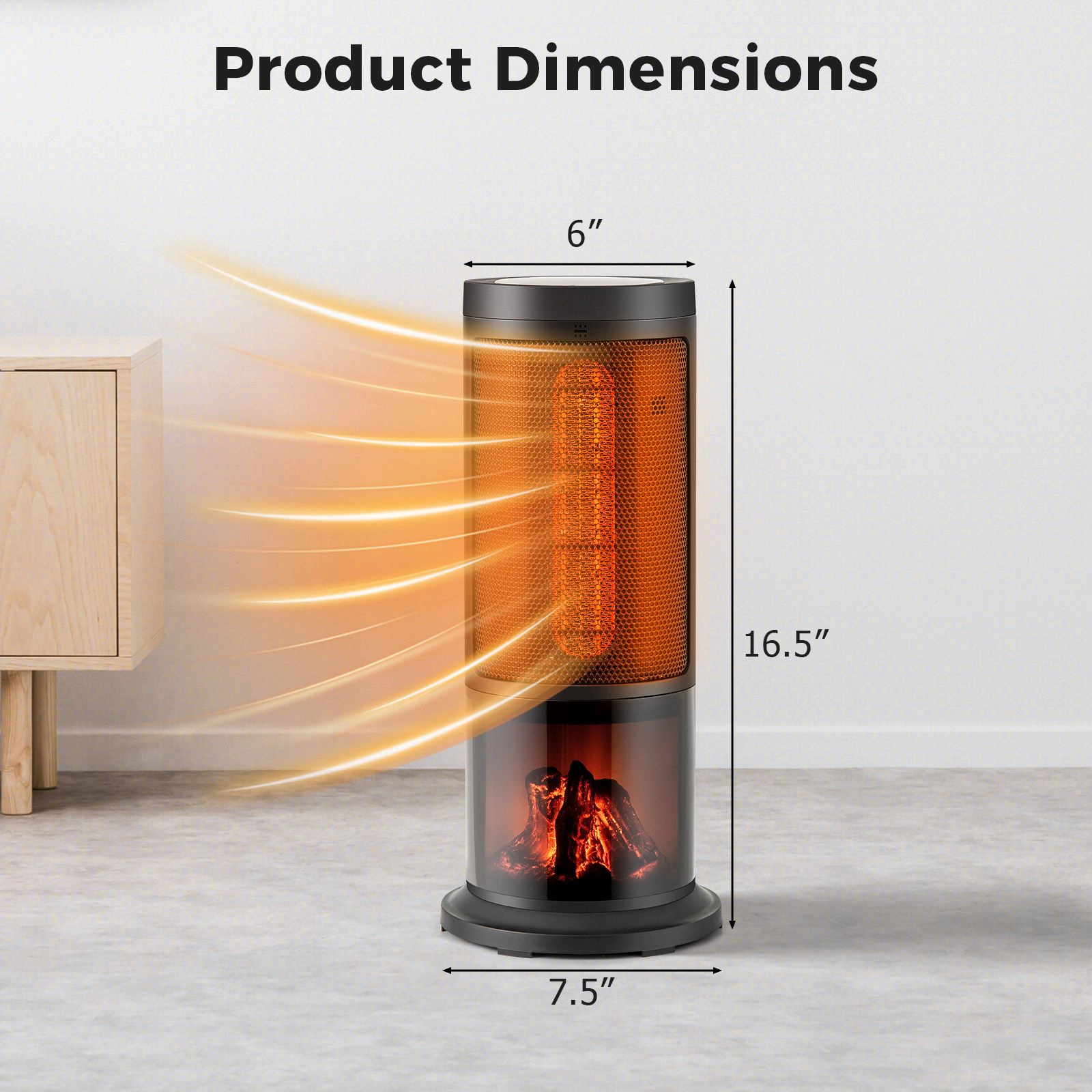 SlickBlue 17" Electric Space Heater with 135° Oscillation and Remote