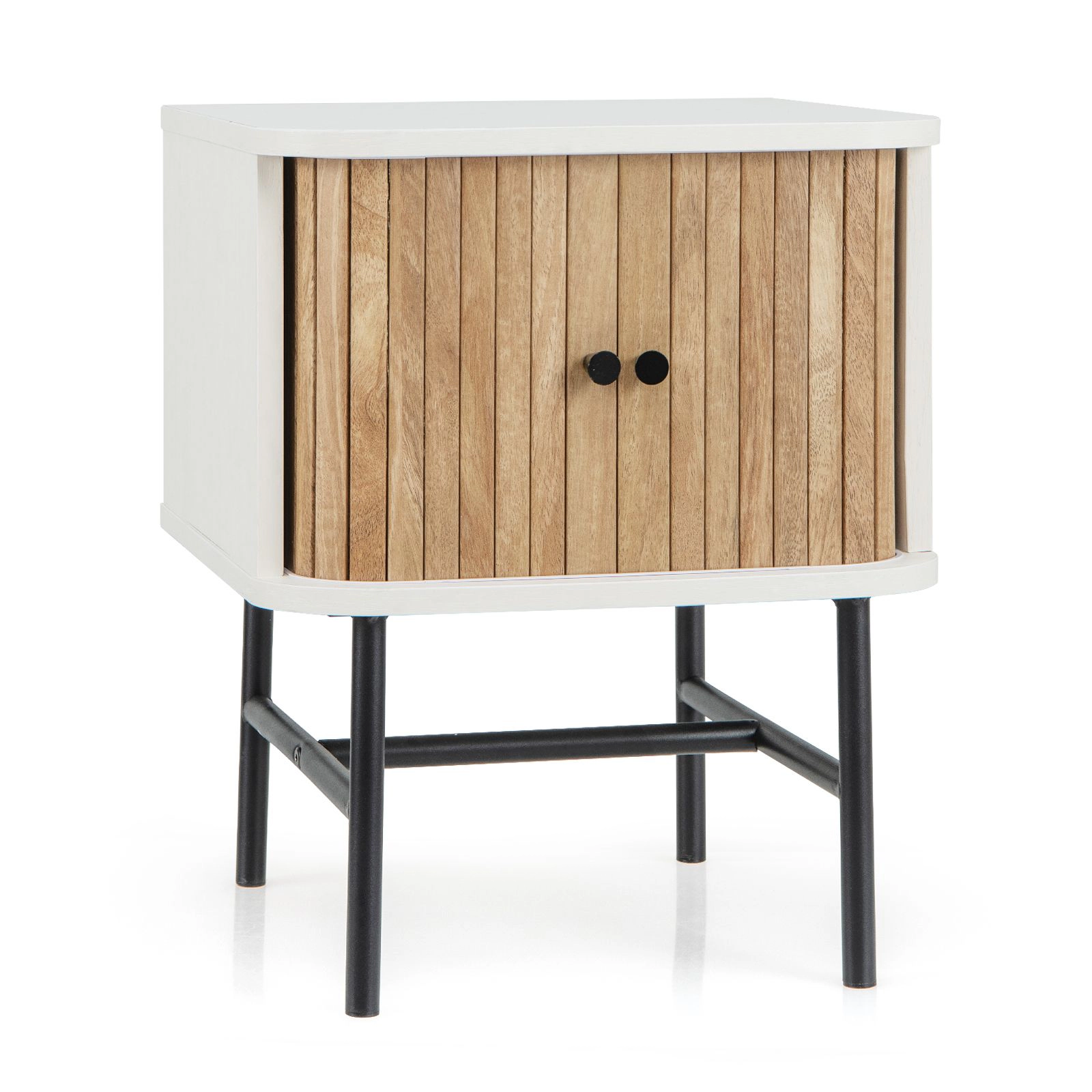 SlickBlue Mid-Century Modern Nightstand with Sliding Doors
