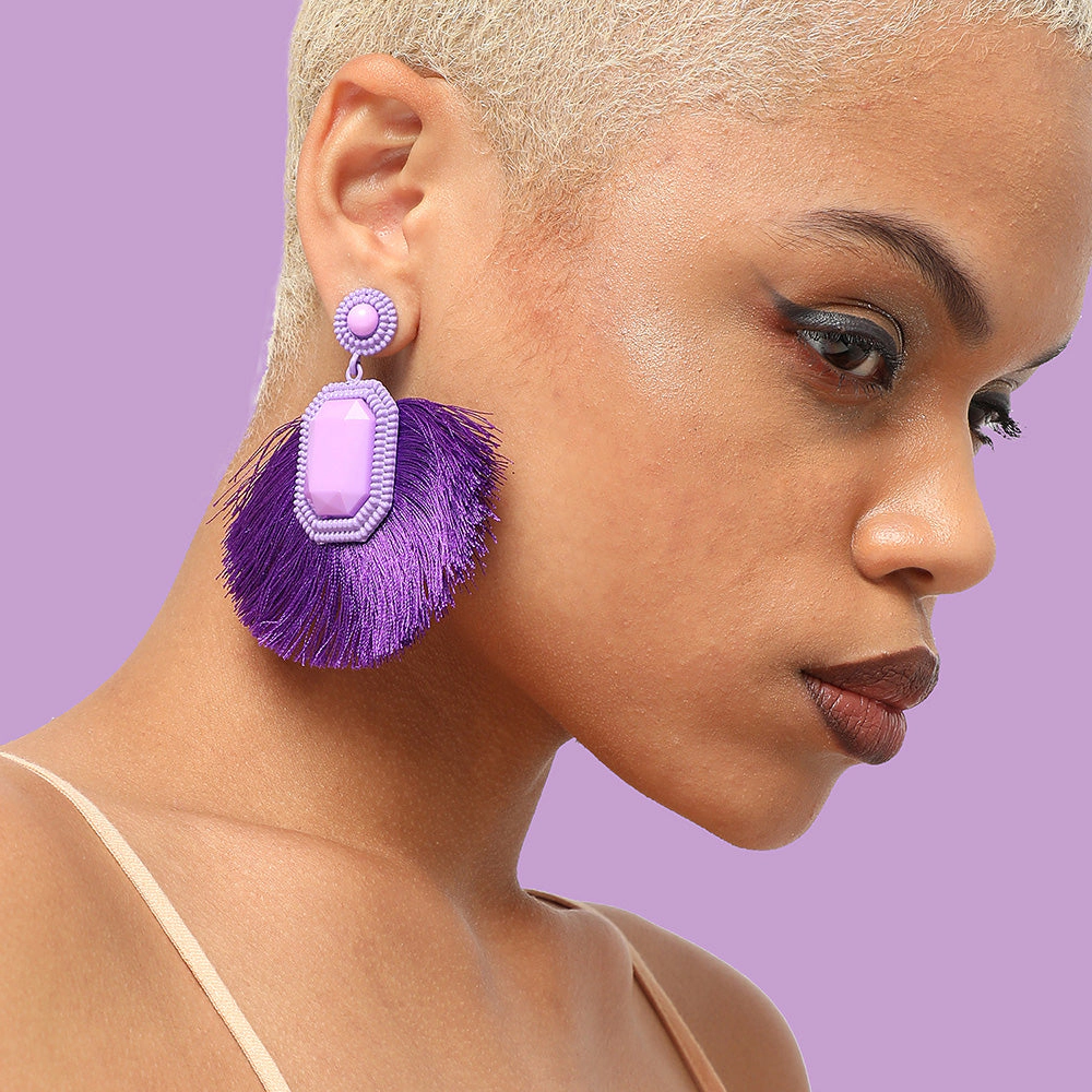 SOHI Women's Purple Drop Earrings