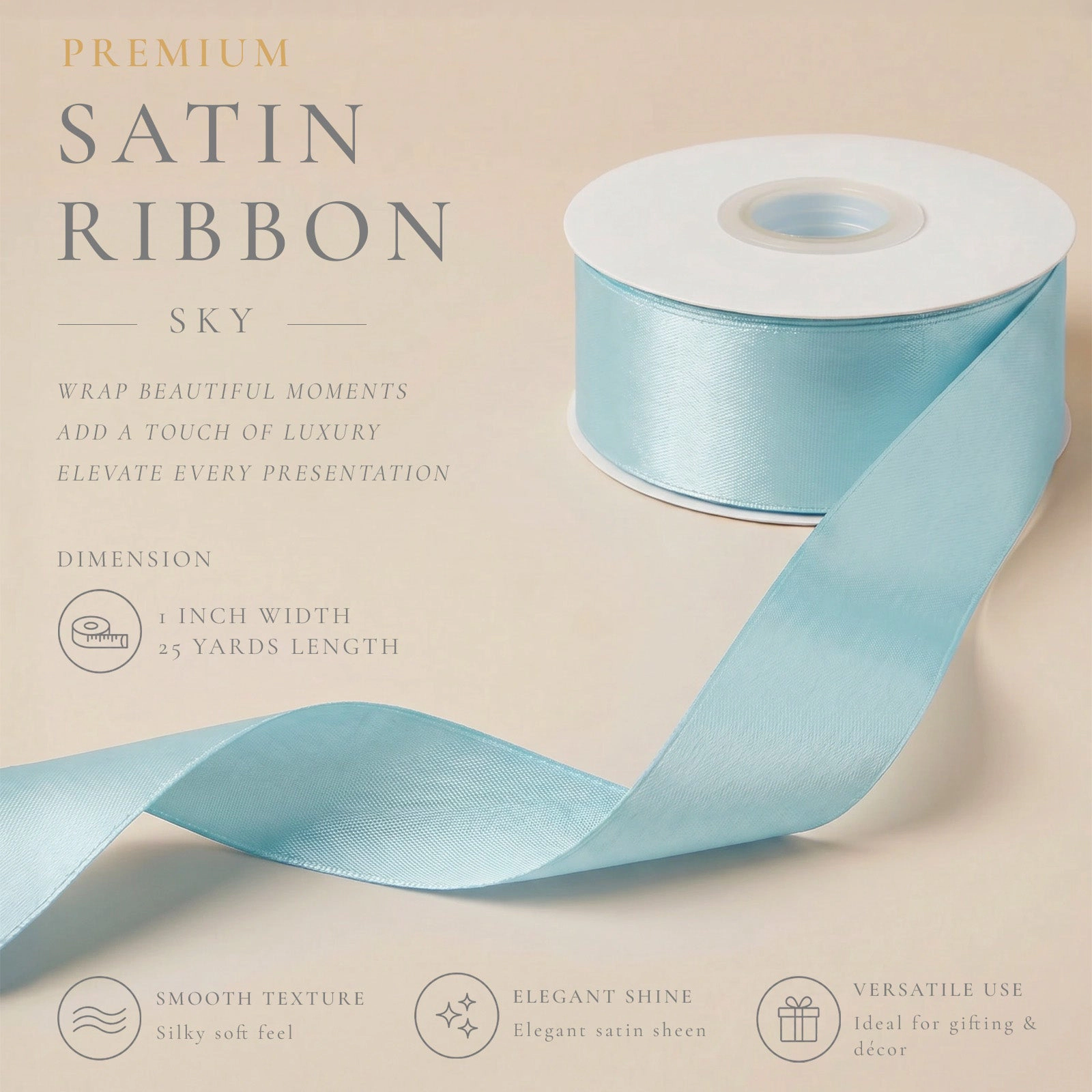 Wrapables Satin Ribbon 1 Inch x 50 Yards (Set of 2), For Gift Wrapping, Floral Bouquets, DIY Crafts, Pastel