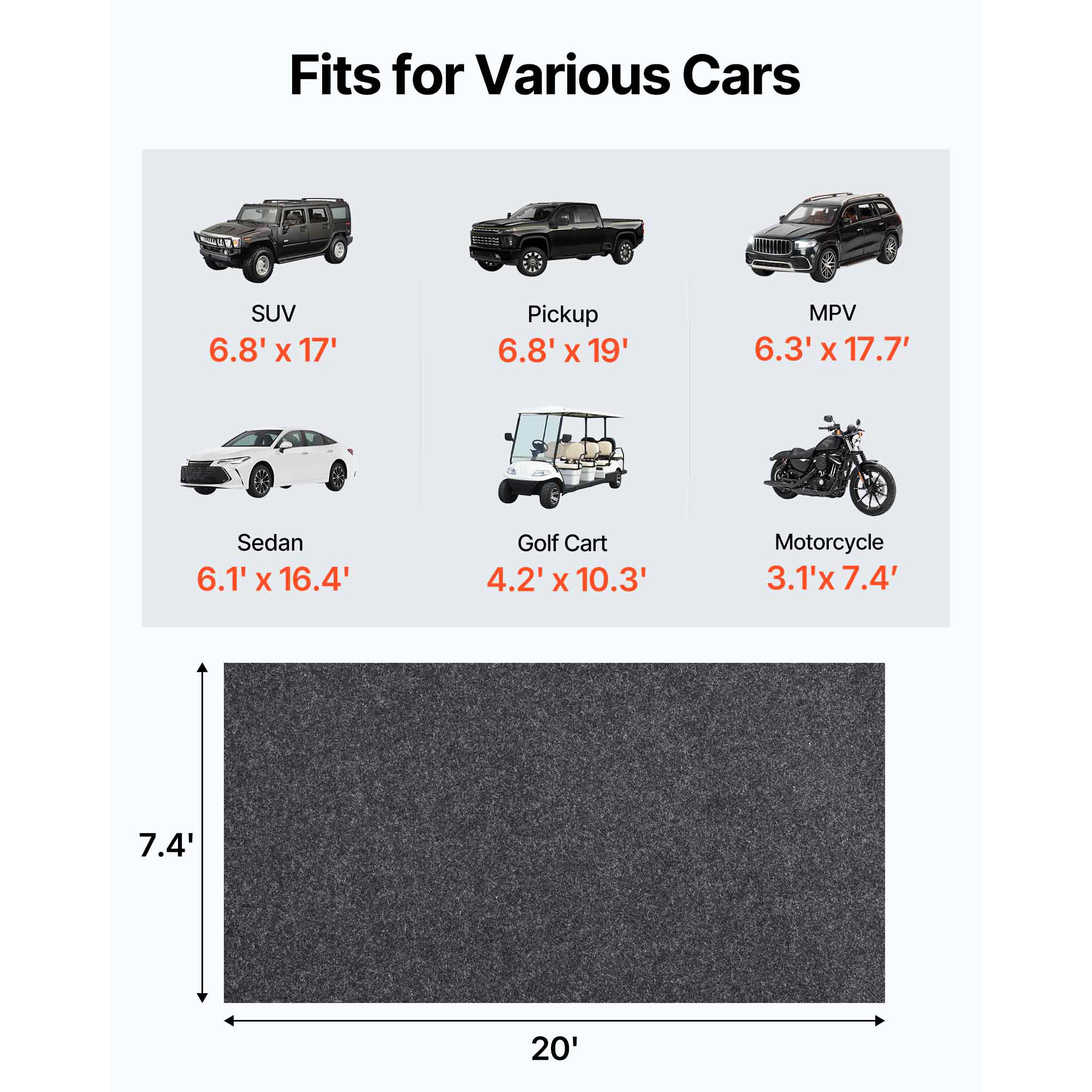 HONGGE Heavy Duty Garage Floor Mat Waterproof from Mud, Oil, and Water Containment