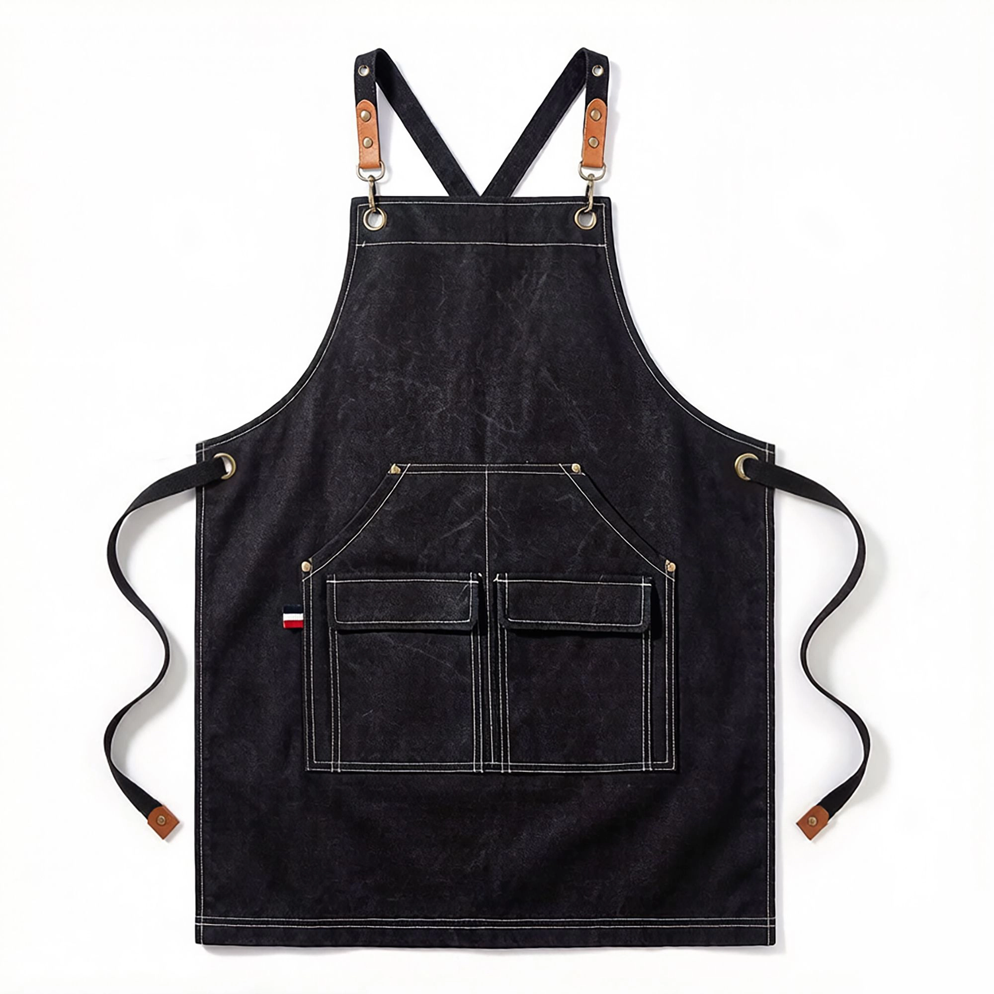Alilang Women Cotton Kitchen Apron with Adjustable Cross Back Straps Multi Pocket Cooking