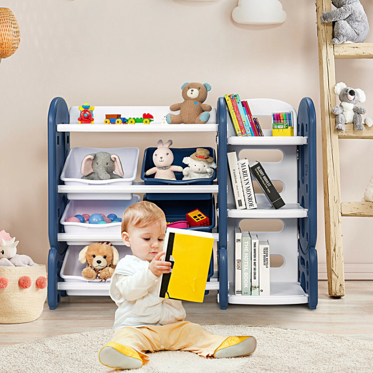 Hivvago Kids Toy Storage Organizer with Bins and Multi-Layer Shelf for Bedroom Playroom