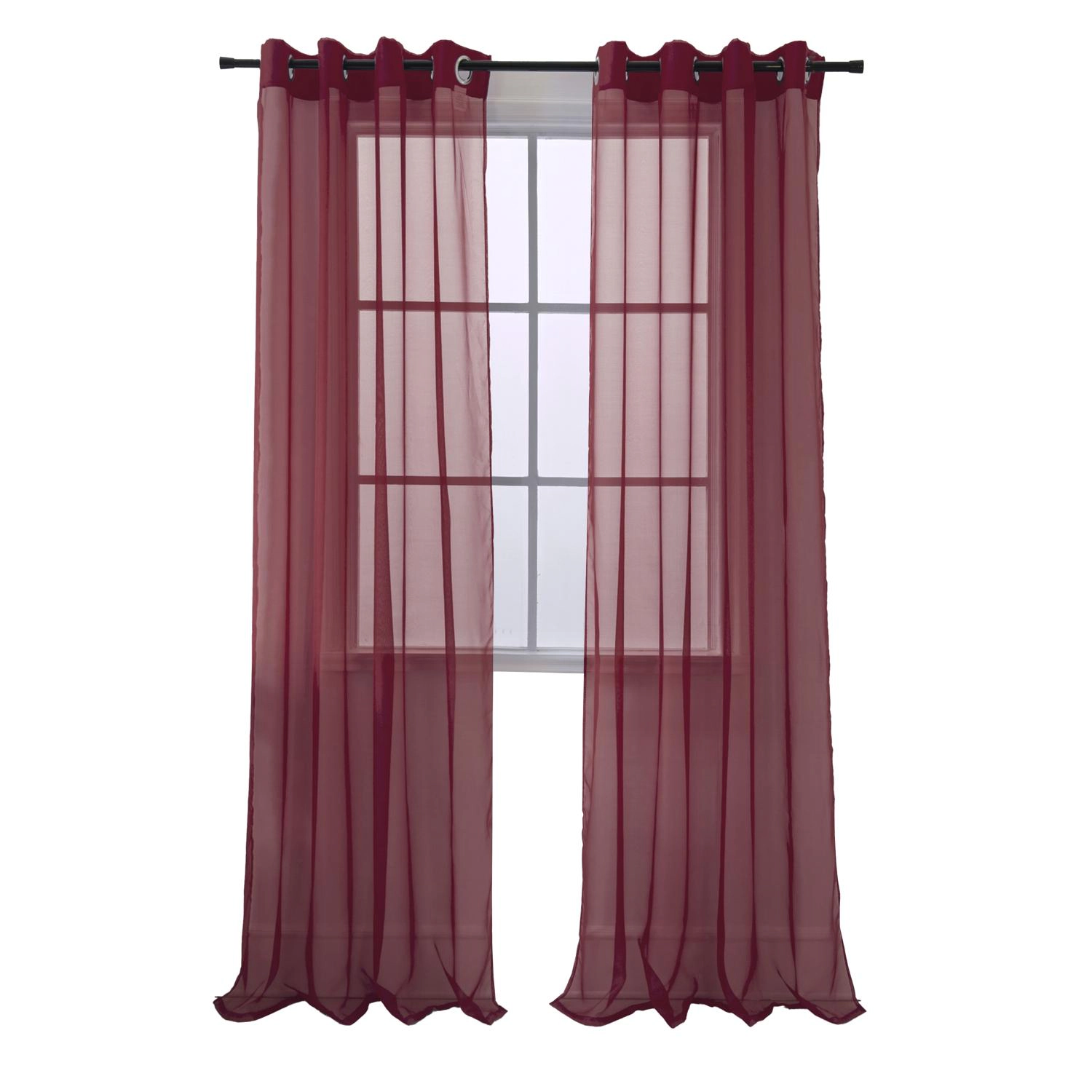 RT Designers Collection Cara Sheer Voile 54 x 84 in. Grommet Curtain Panel, Burgundy