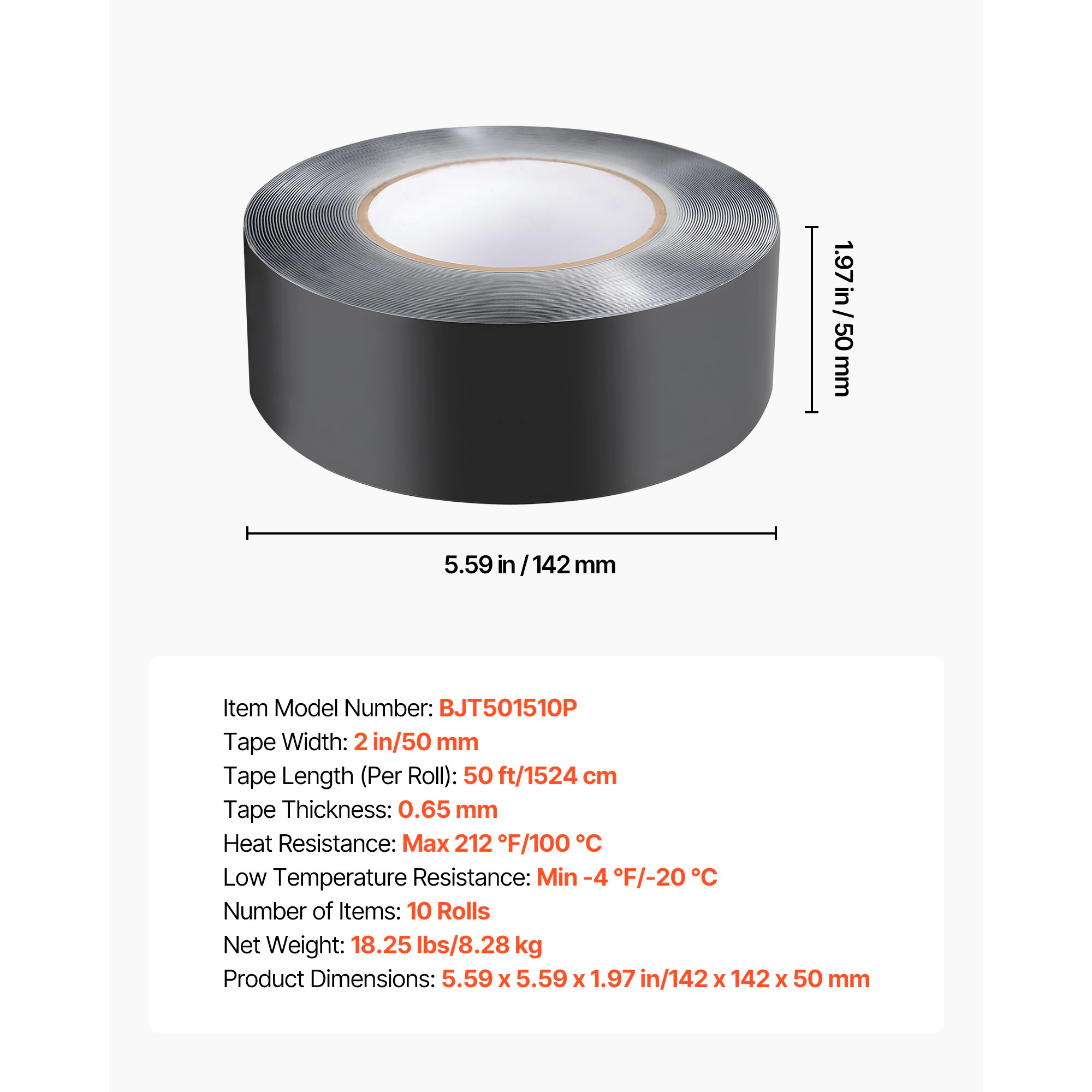 HONGGE Waterproof and Weather-Resistant Tape for Black