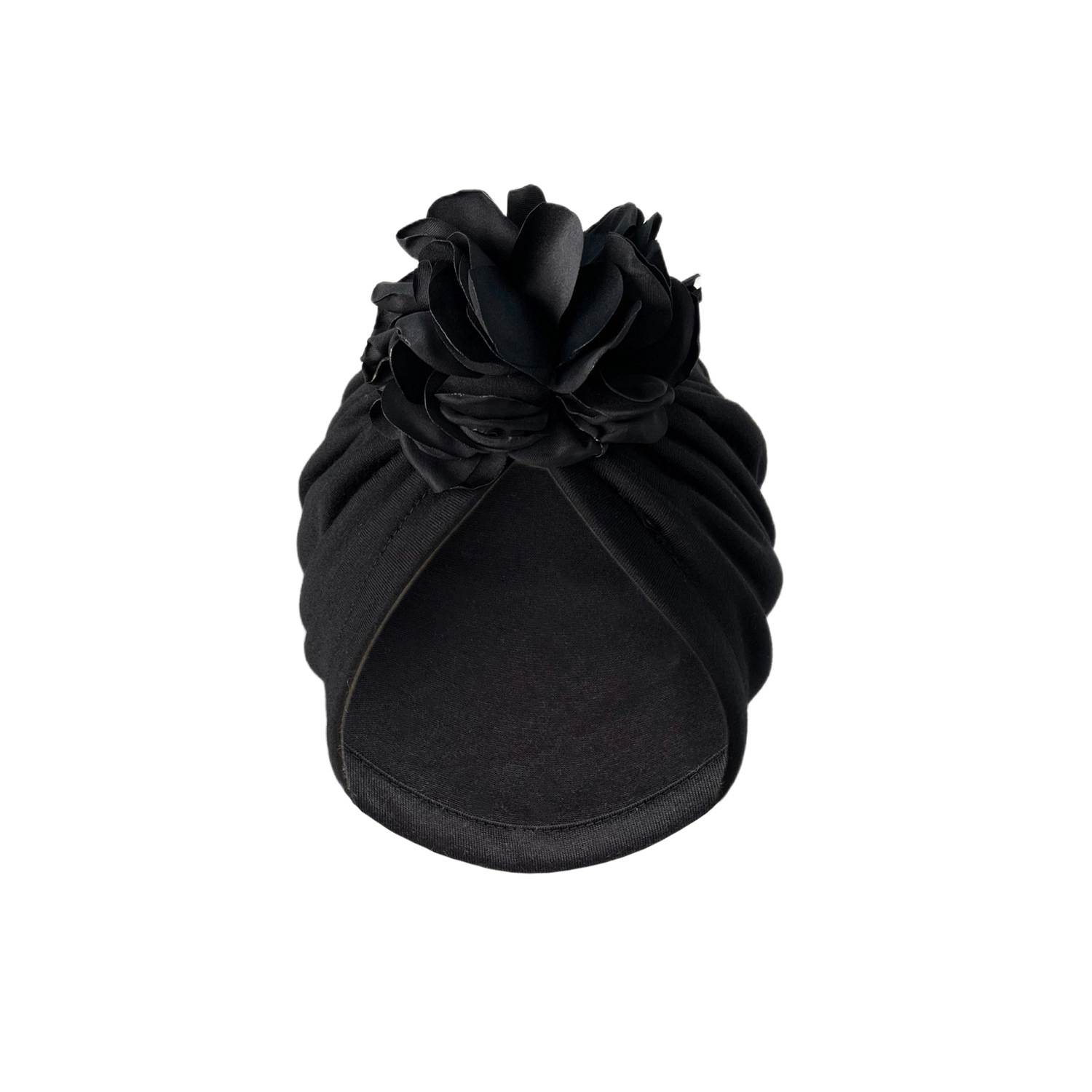 Wardrobe Whimsy Big Flower Elastic Turban Hat Women Stretchy Hijab Bonnet Beanie Cap