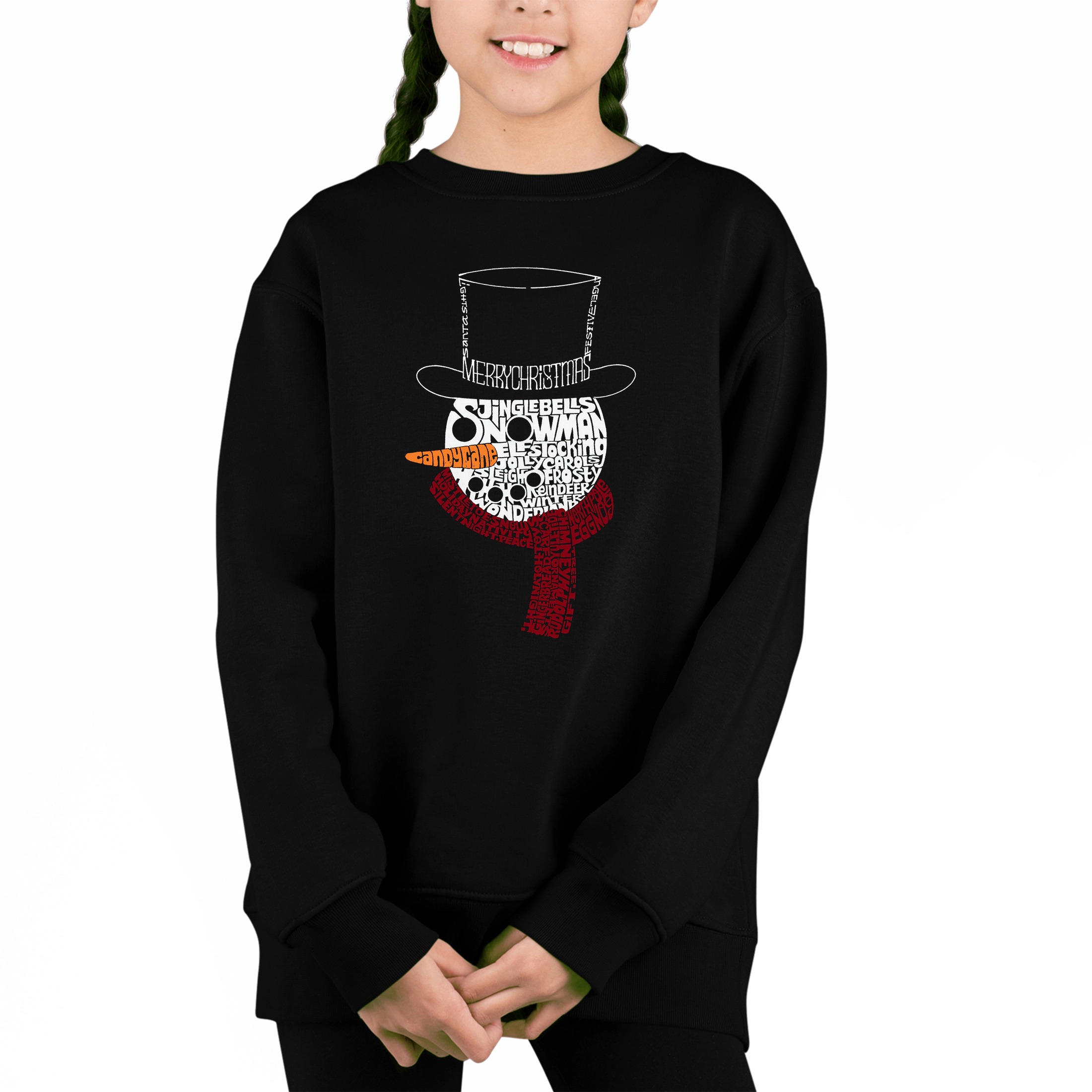 LA Pop Art Girl's Word Sweatshirt - Snowman Face