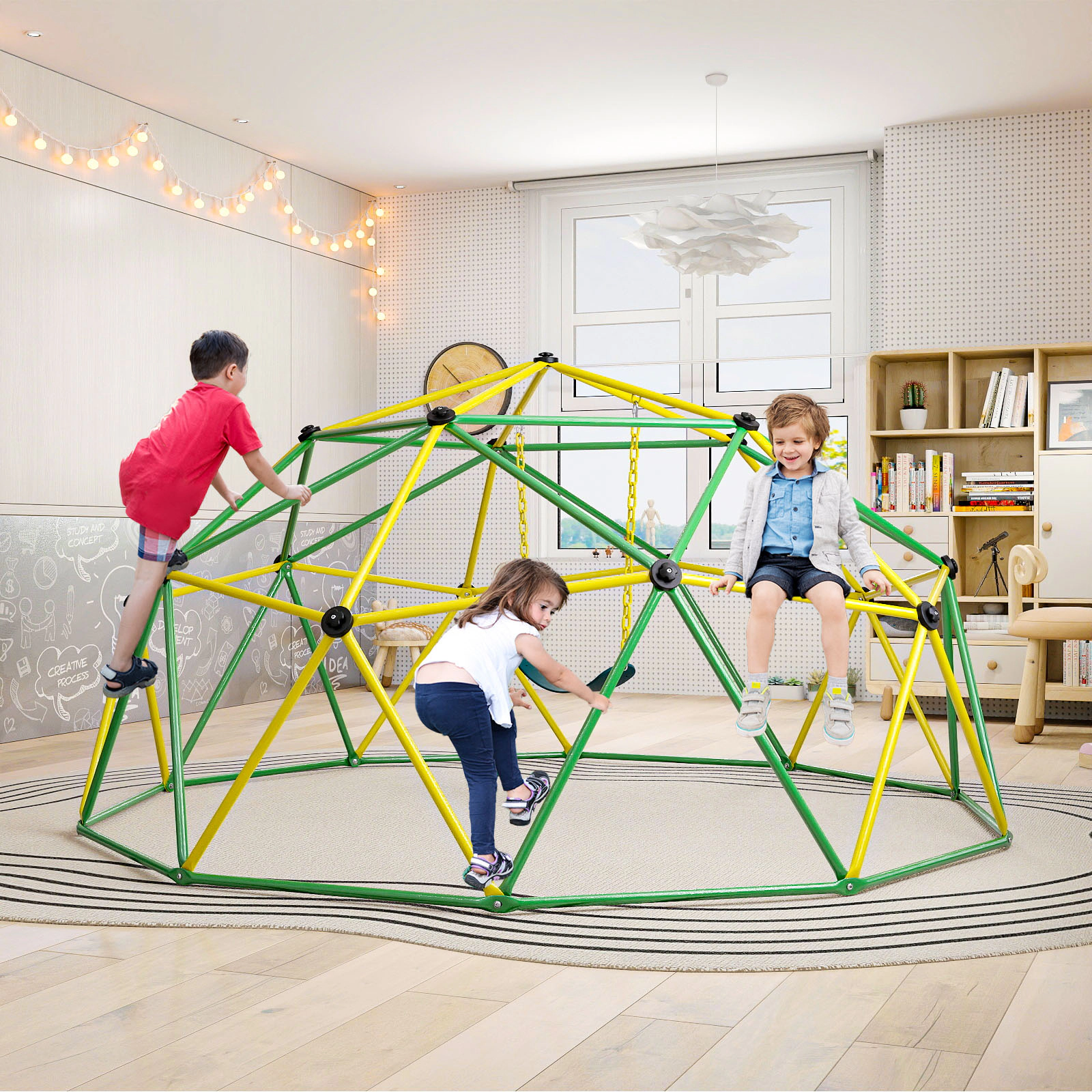10-ft Climbing Dome Swing 800-lb Total Capacity Galvanized Steel Geometric Dome Climber for 6 Kids Ages 5-12 Green