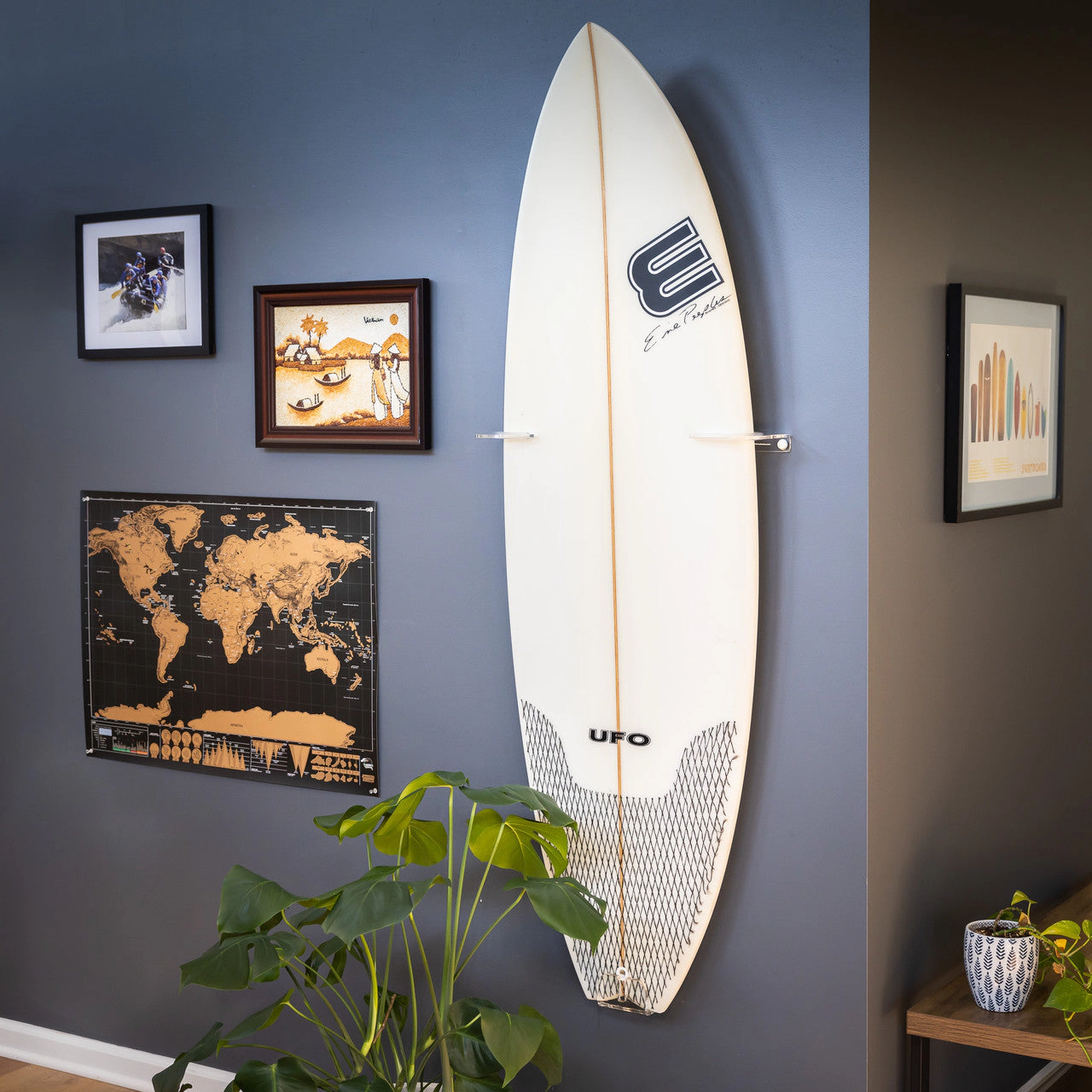 StoreYour Maui Surfboard Display, Vertical Clear Rack, Holds 50 lbs