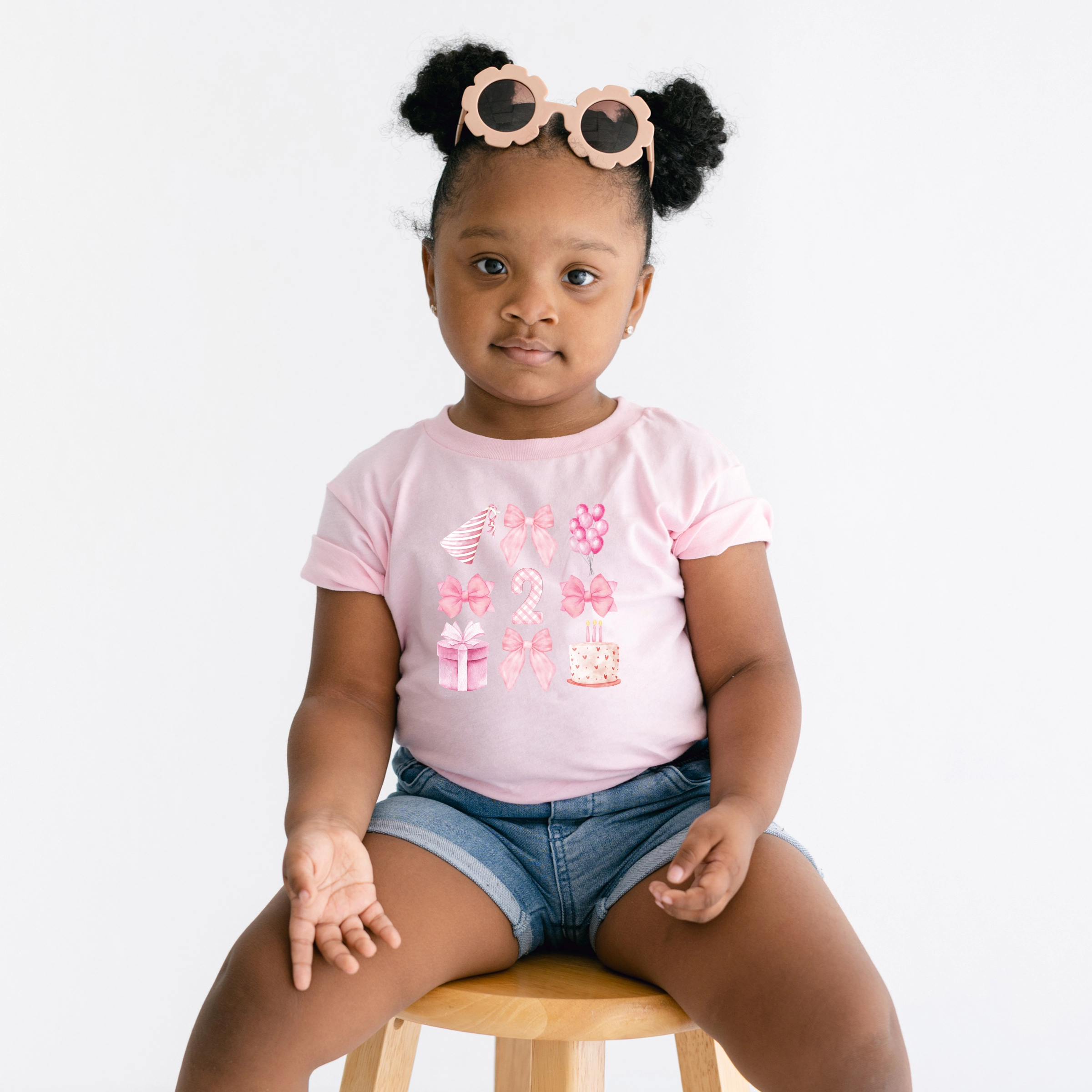 The Juniper Shop - Two Birthday Pink Coquette Toddler Short Sleeve Graphic T-Shirt