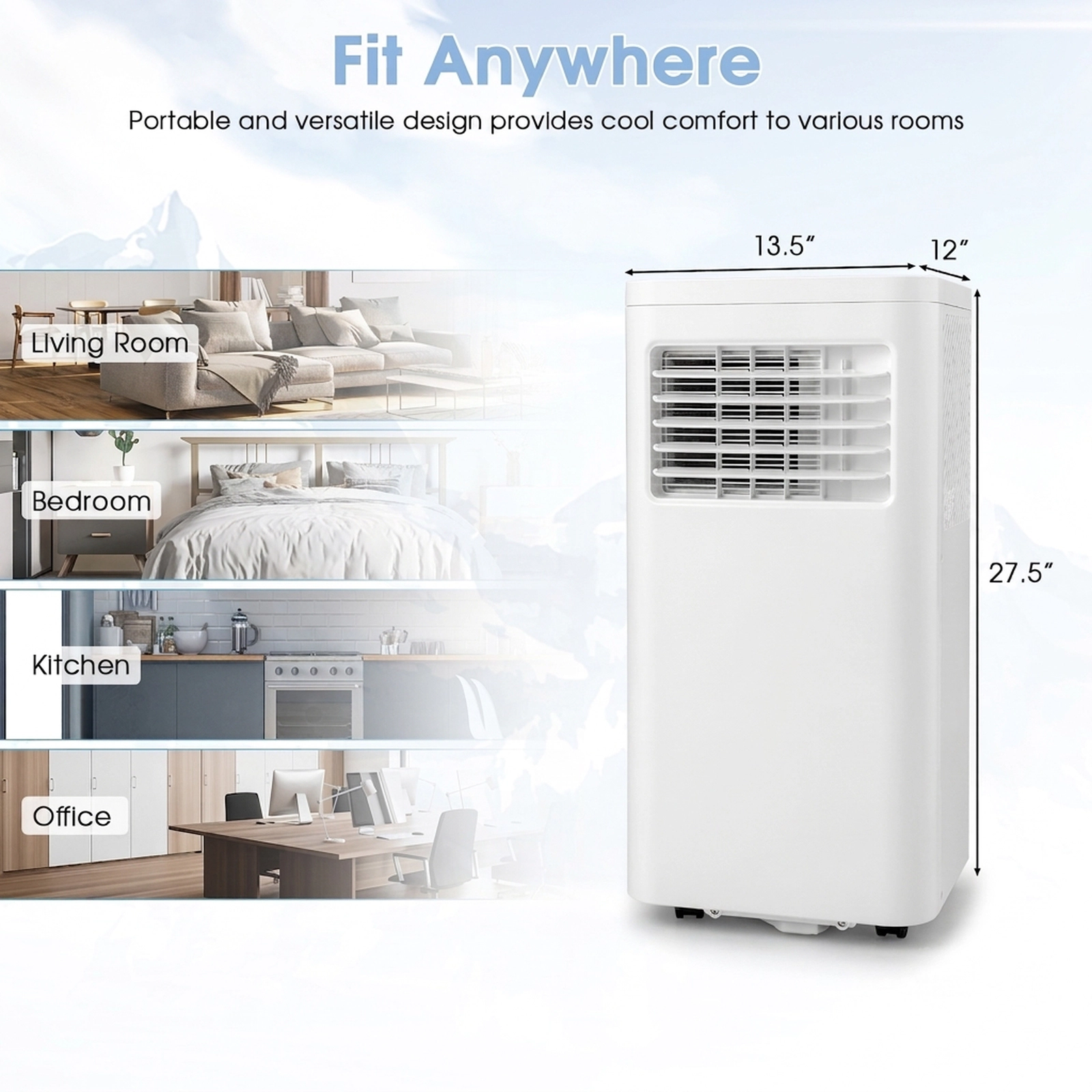 SUGIFT 3-in-1 Portable Air Conditioner Dehumidifier and Fan 6000 BTU SACC 10000 BTU ASHRAE 250 sq ft Cooling Area White