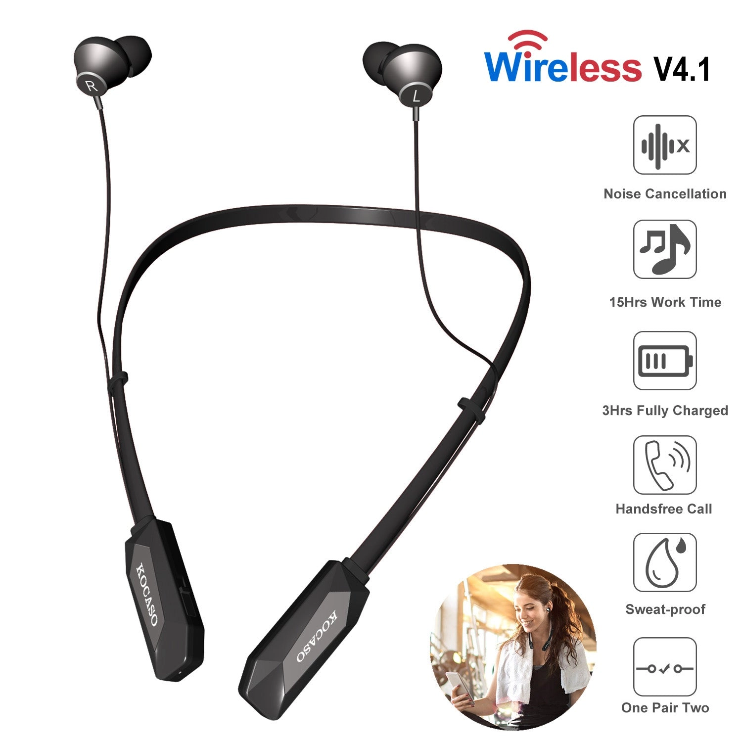 GBruno Wireless Magnetic Neckband Headphones