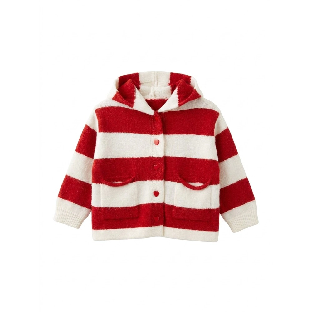 MyKids-USA Girls Striped Colorblock Patchwork Knit Hoodie