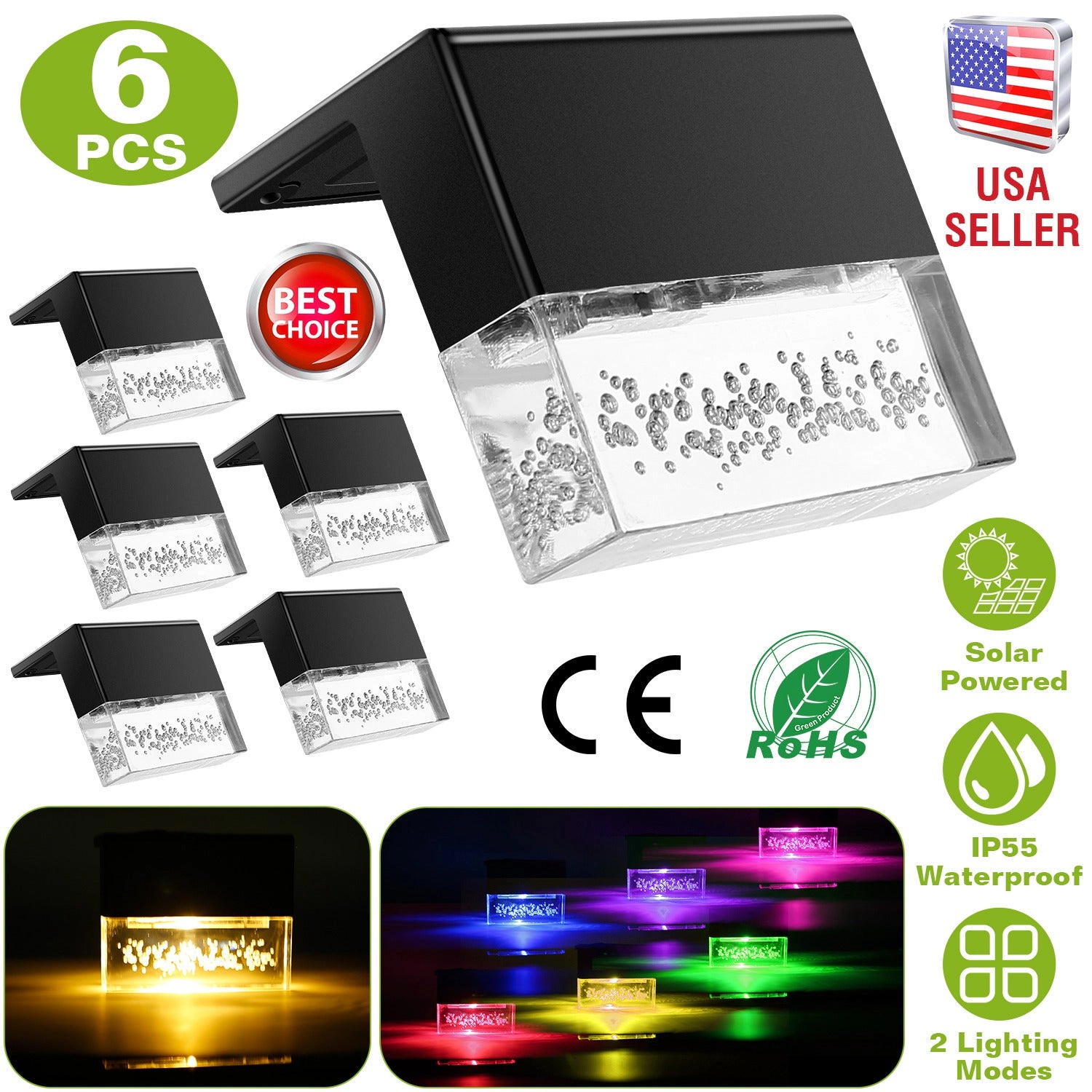 GBruno Solar Acrylic Deck Lights 6-Pack