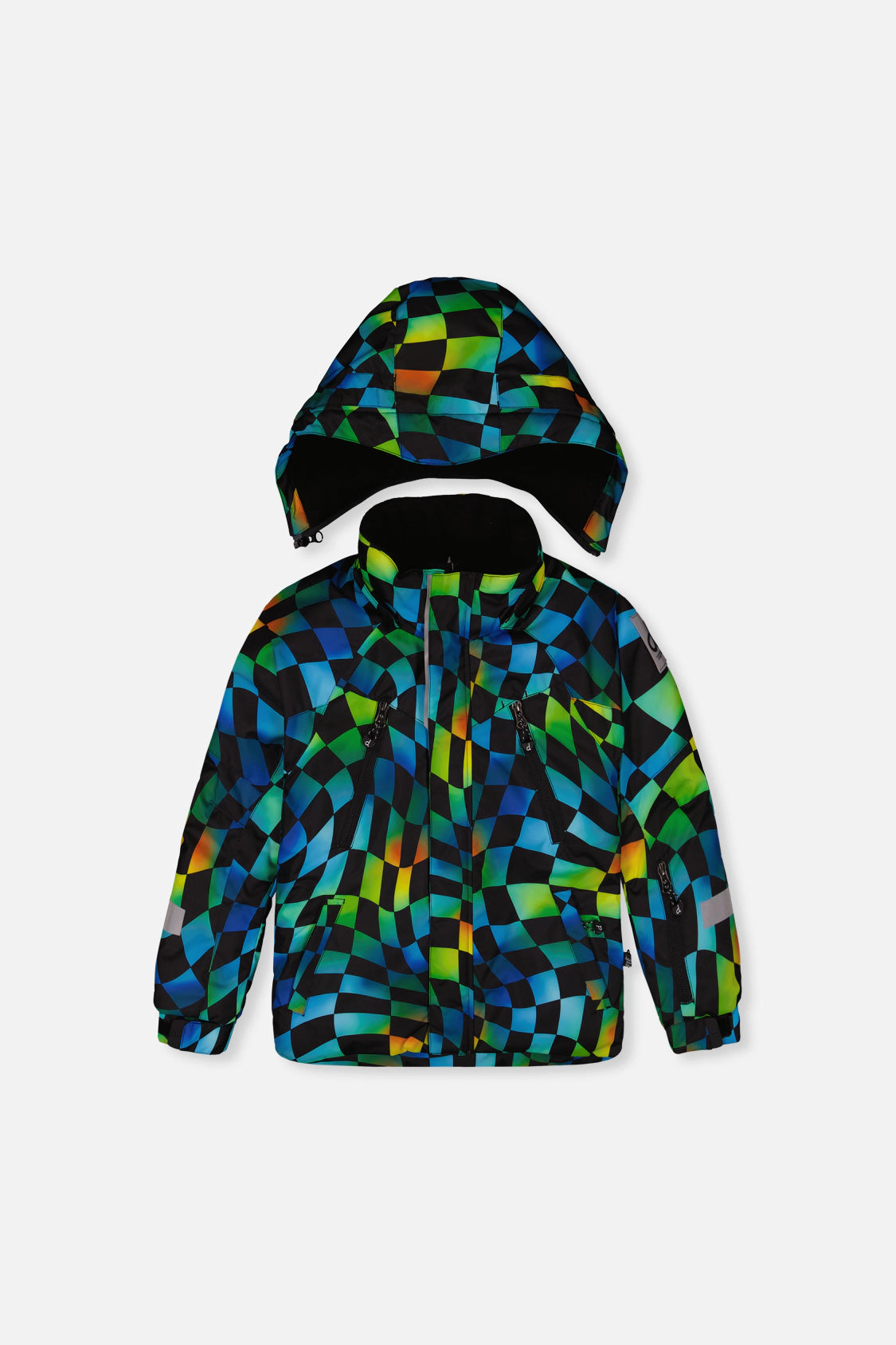 Deux par Boys Checkerboard Print Two Piece Play Snowsuit with Hooded Jacket and Snow Pants