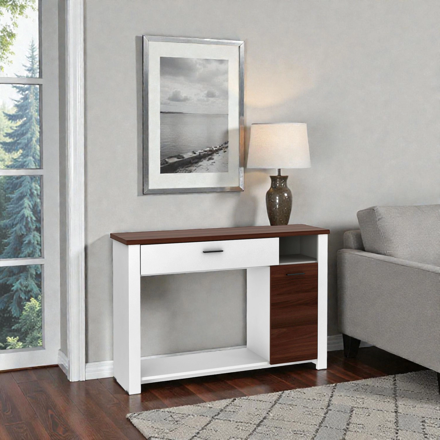 Hivvago 48" Multi-Functional Console Table with Storage Drawer and Cabinet