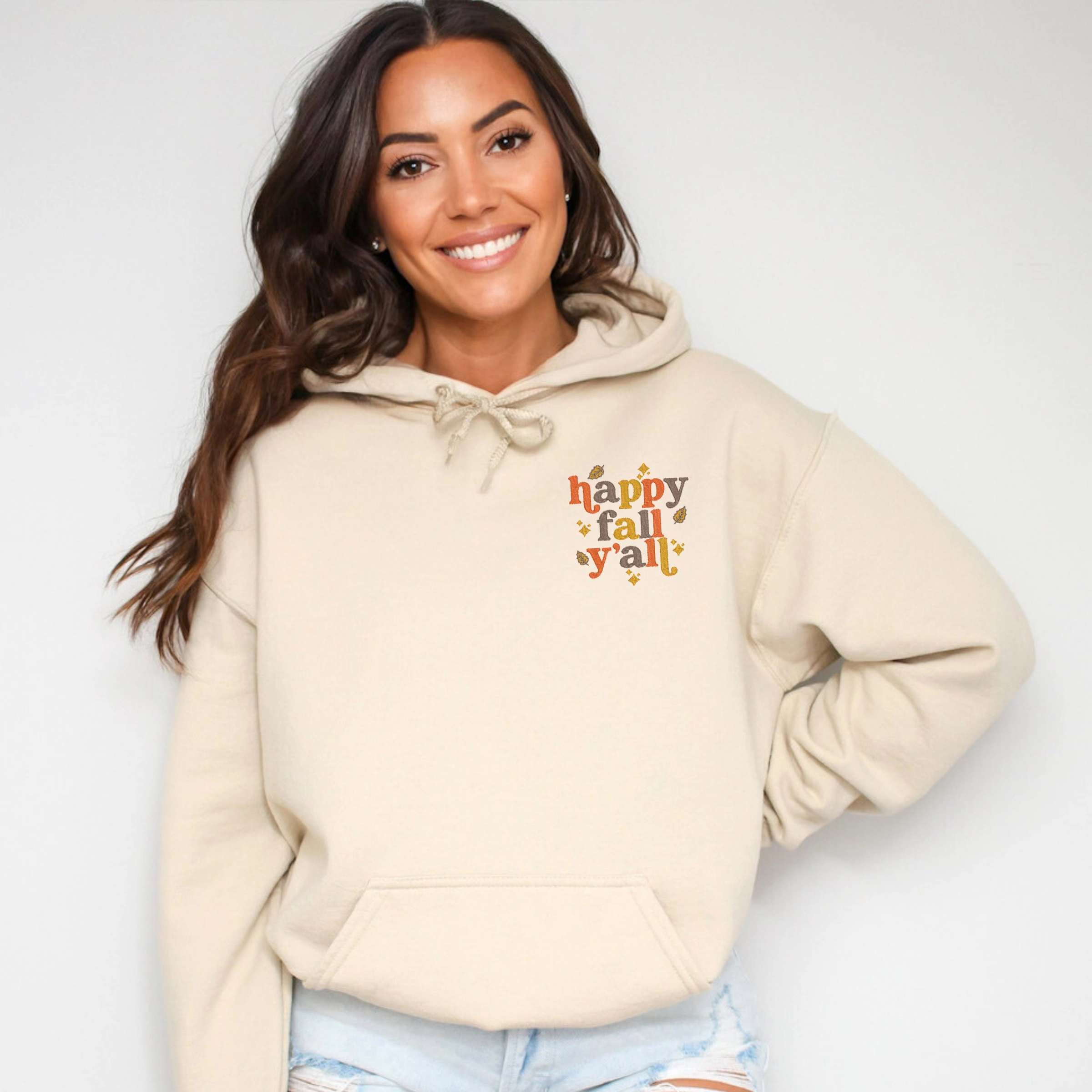 Simply Sage Market - Women's Graphic Hoodie - Embroidered Happy