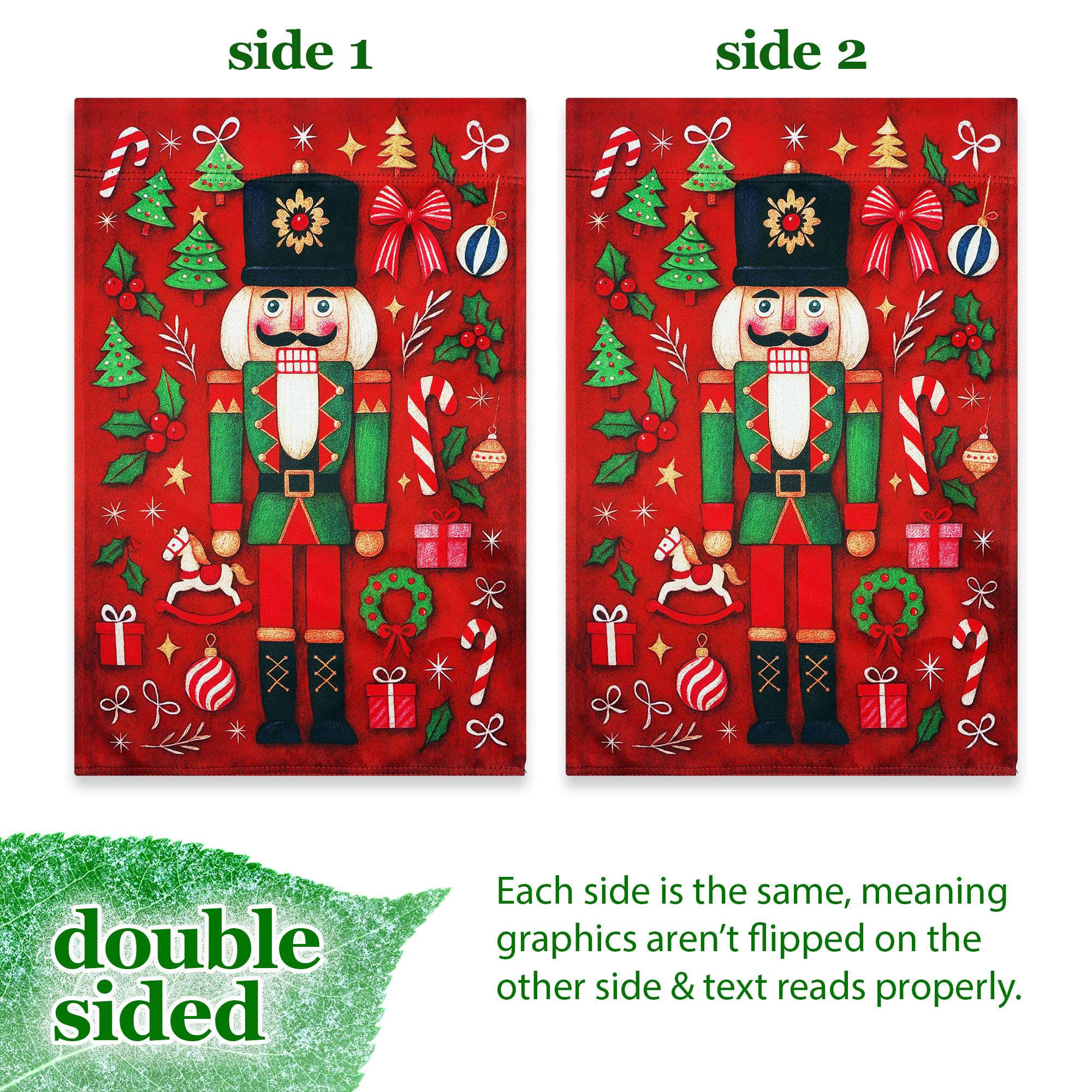 G128 Nutcracker Christmas Garden Flag 12x18 Double-Sided Holiday Yard Decoration