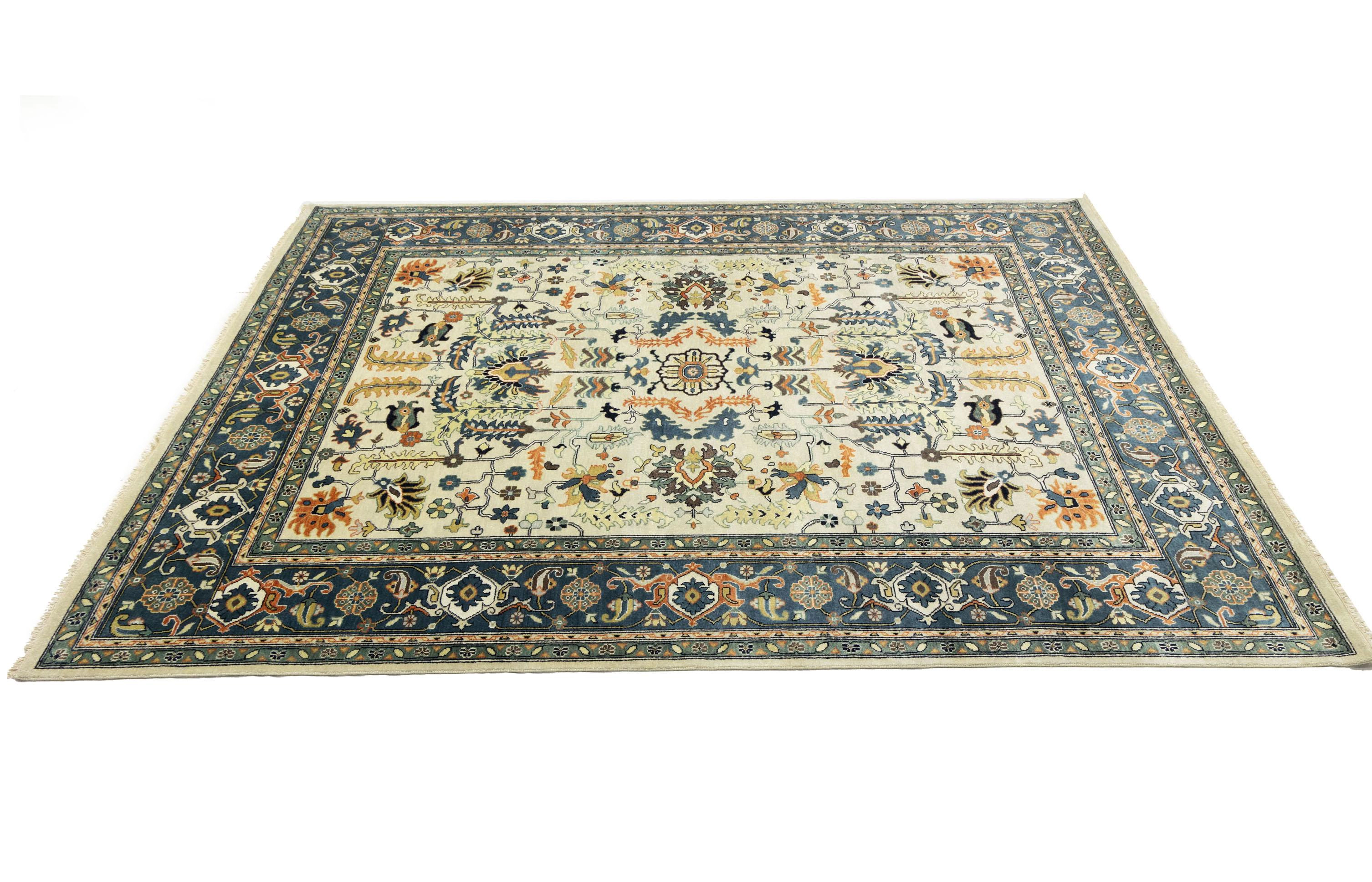 Magic Rugs Cream Geometric Transitional 9x12 Chobi Oriental Rug