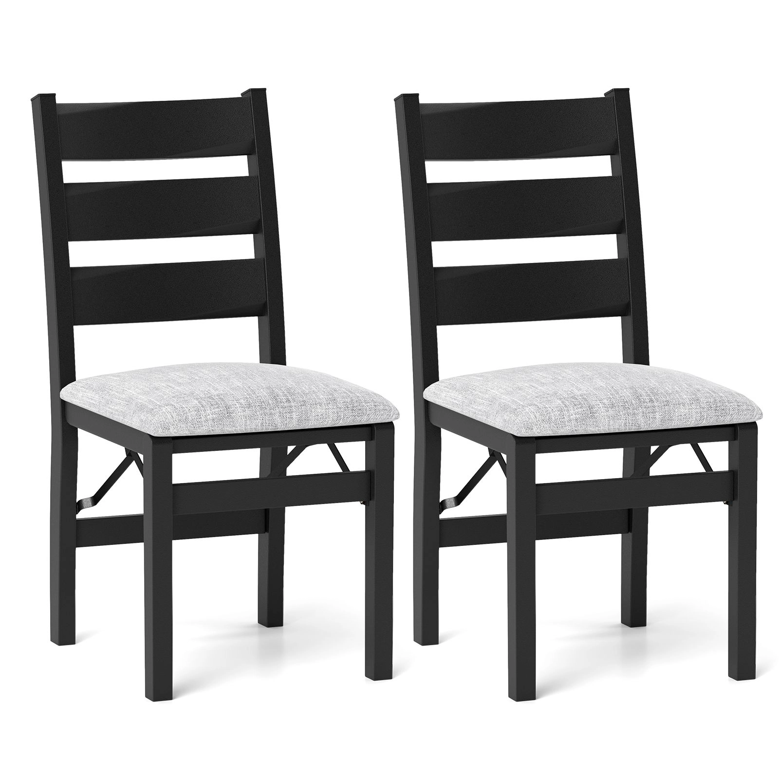 SlickBlue Upholstered Folding Dining Chairs, Padded Linen Seat