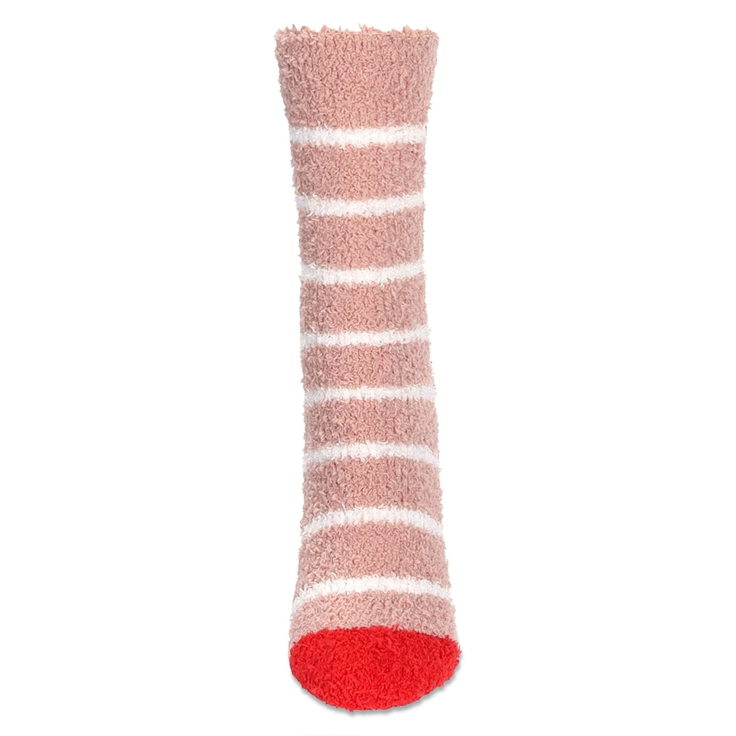 MeMoi Women's Striped Mushroom Embroidery Cozy Crew Socks