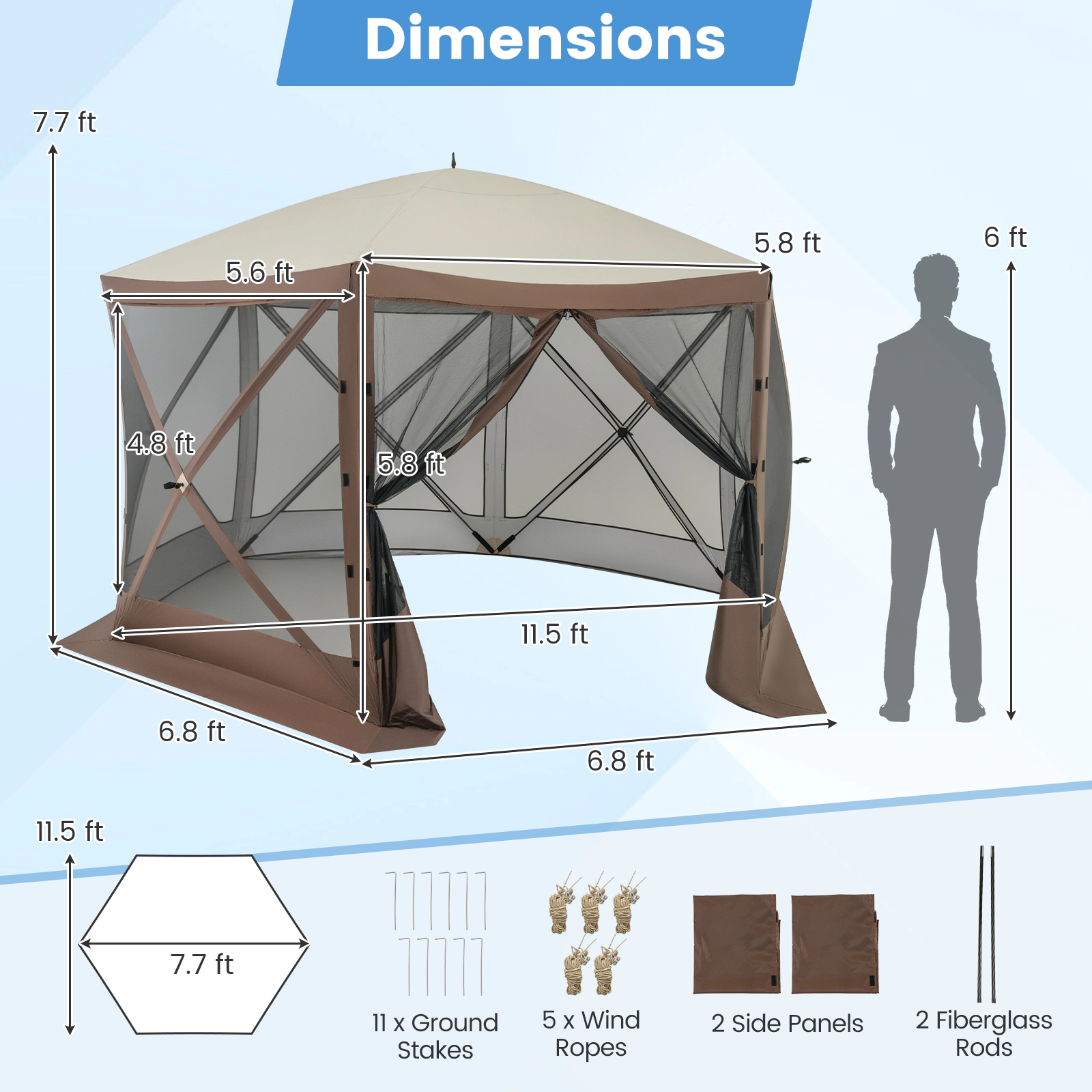 Hivvago Instant Pop Up Gazebo Screen Tent with Mesh Enclosure