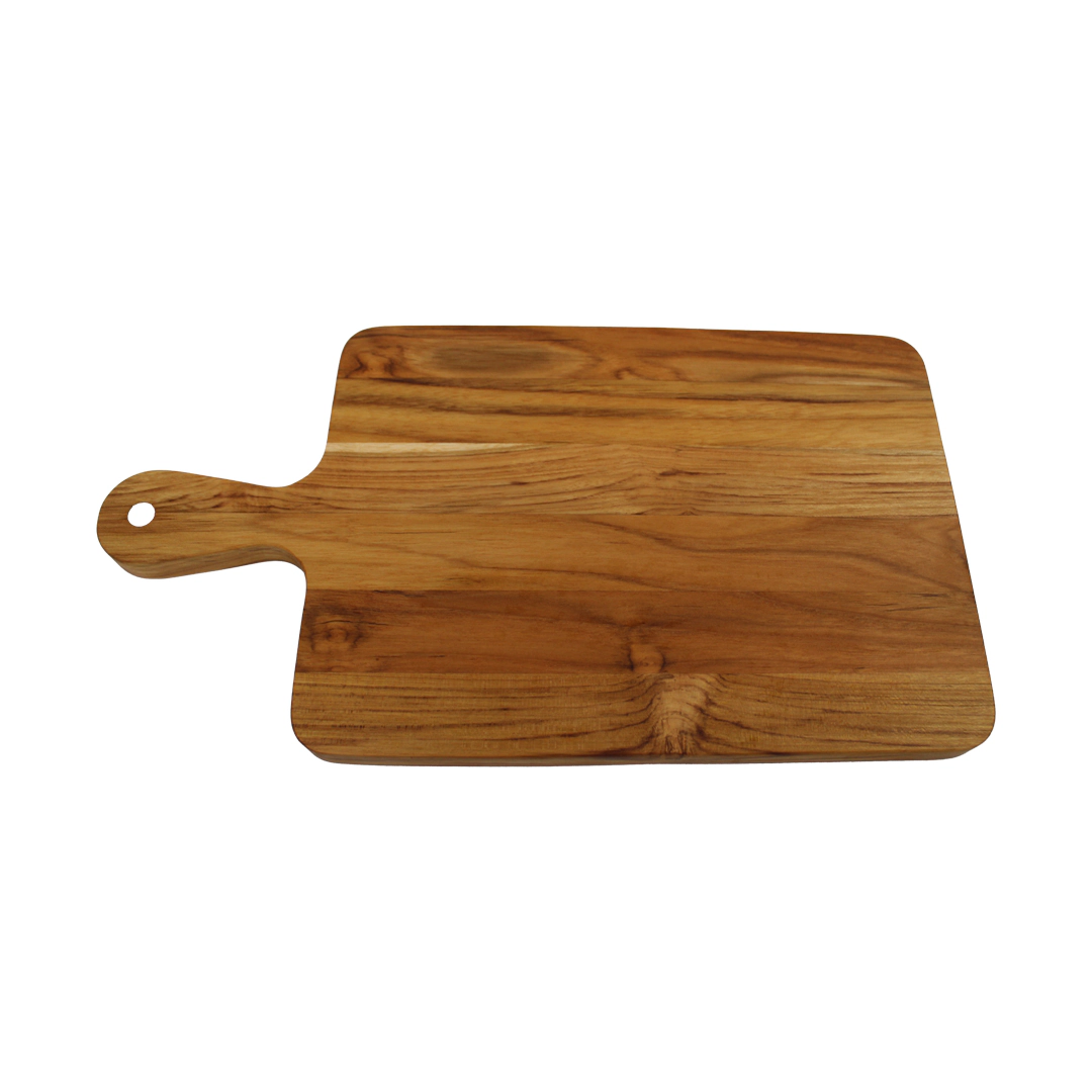 EcoDecors 15.5" x 8.5" Teak Edge-Grain Cutting Board with Handle