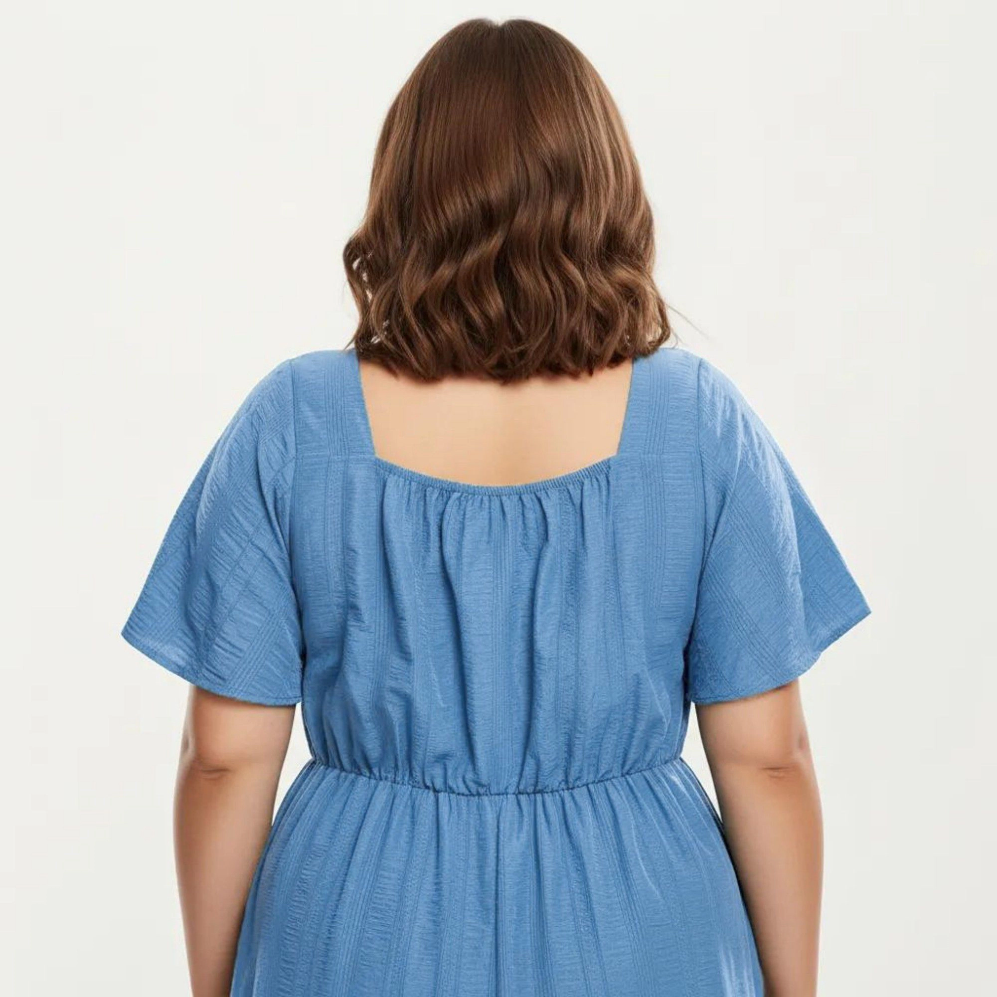Anna-Kaci Women's Plus Short Sleeve V Neck Front Tie Elastic Waist Tiered Maxi Dress