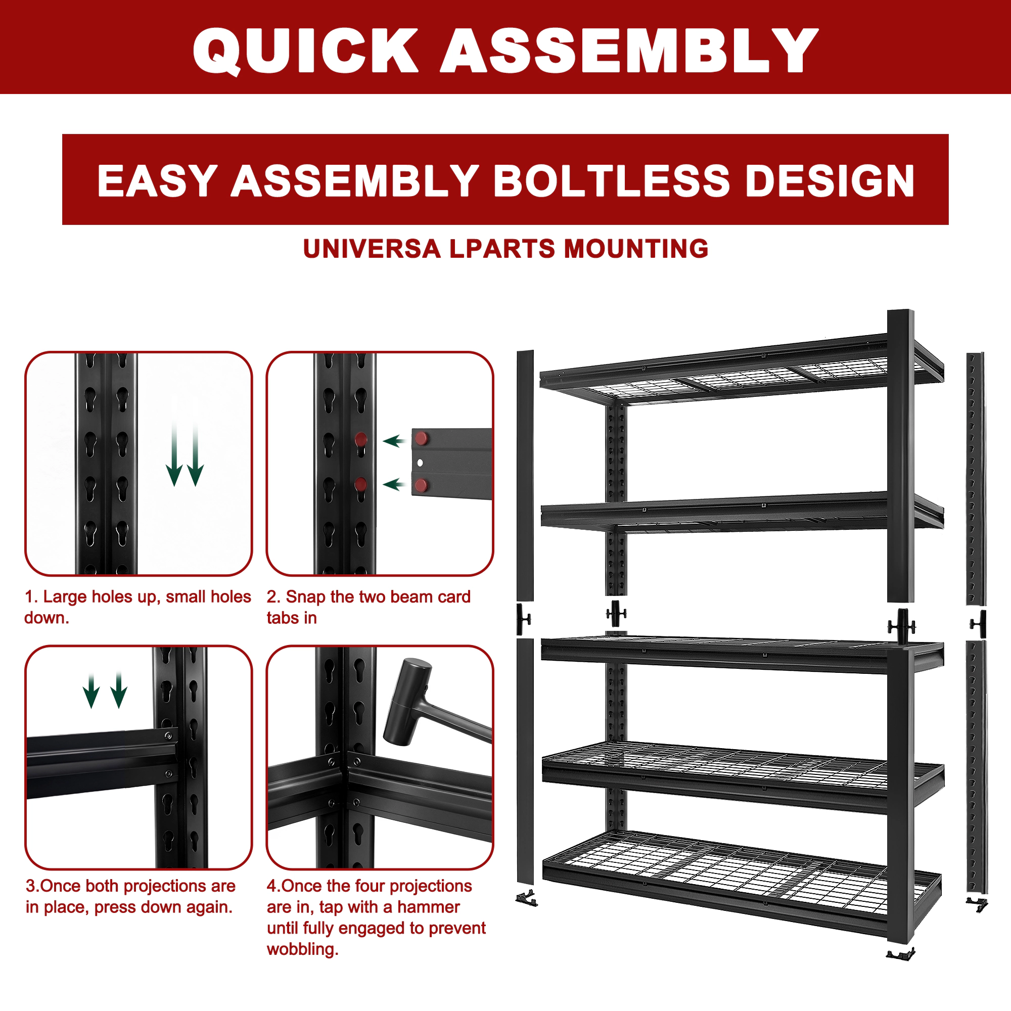 Flynama 5-Tiers Heavy Duty Steel Adjustable Garage Storage Shelving Unit in Black (60 in. W x 72 in. H x 23.6 in. D)