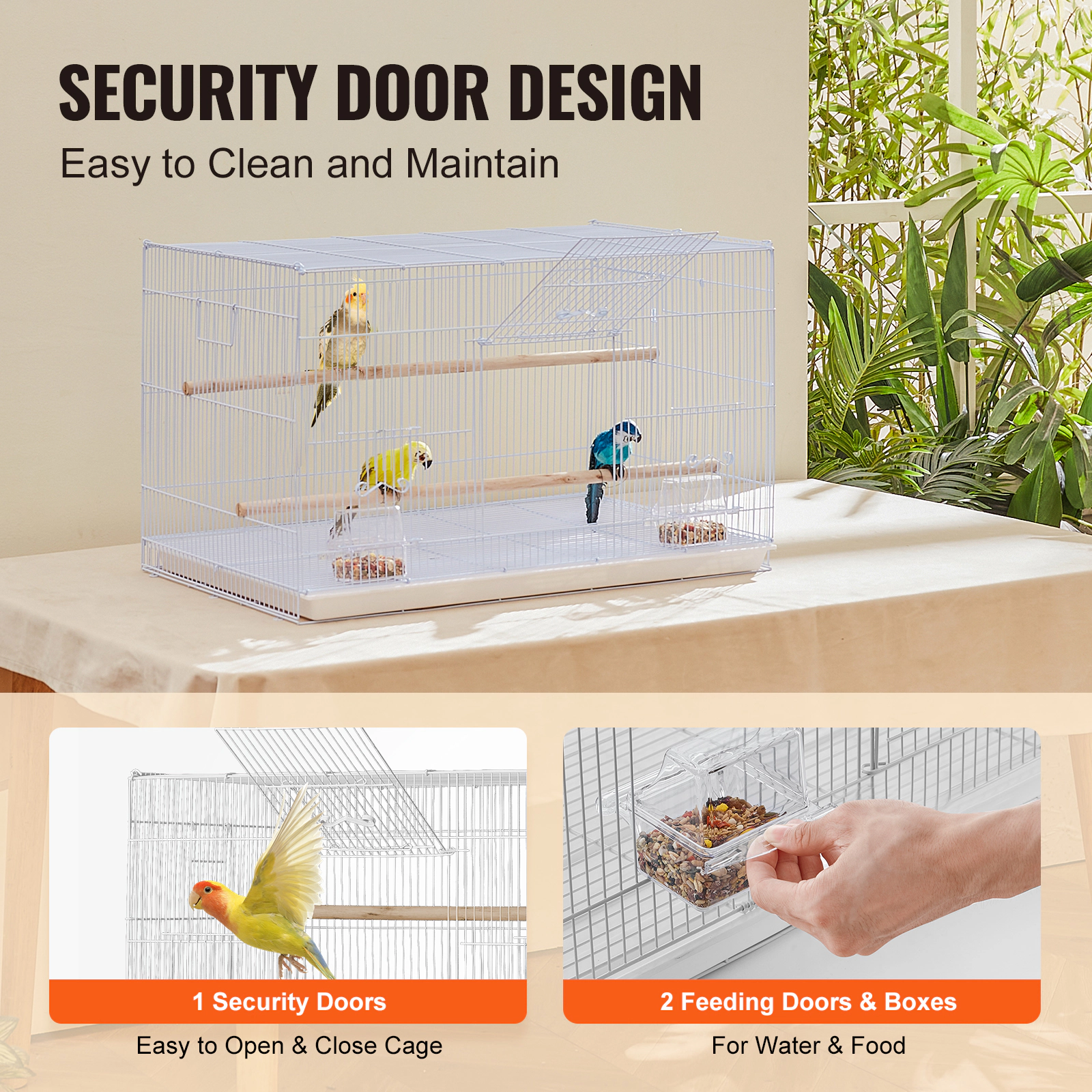 HONGGE 30 x 18 x 18 in Stackable Carbon Steel Bird Travel Cage with Handle for Small Parrots, Canaries & Finches