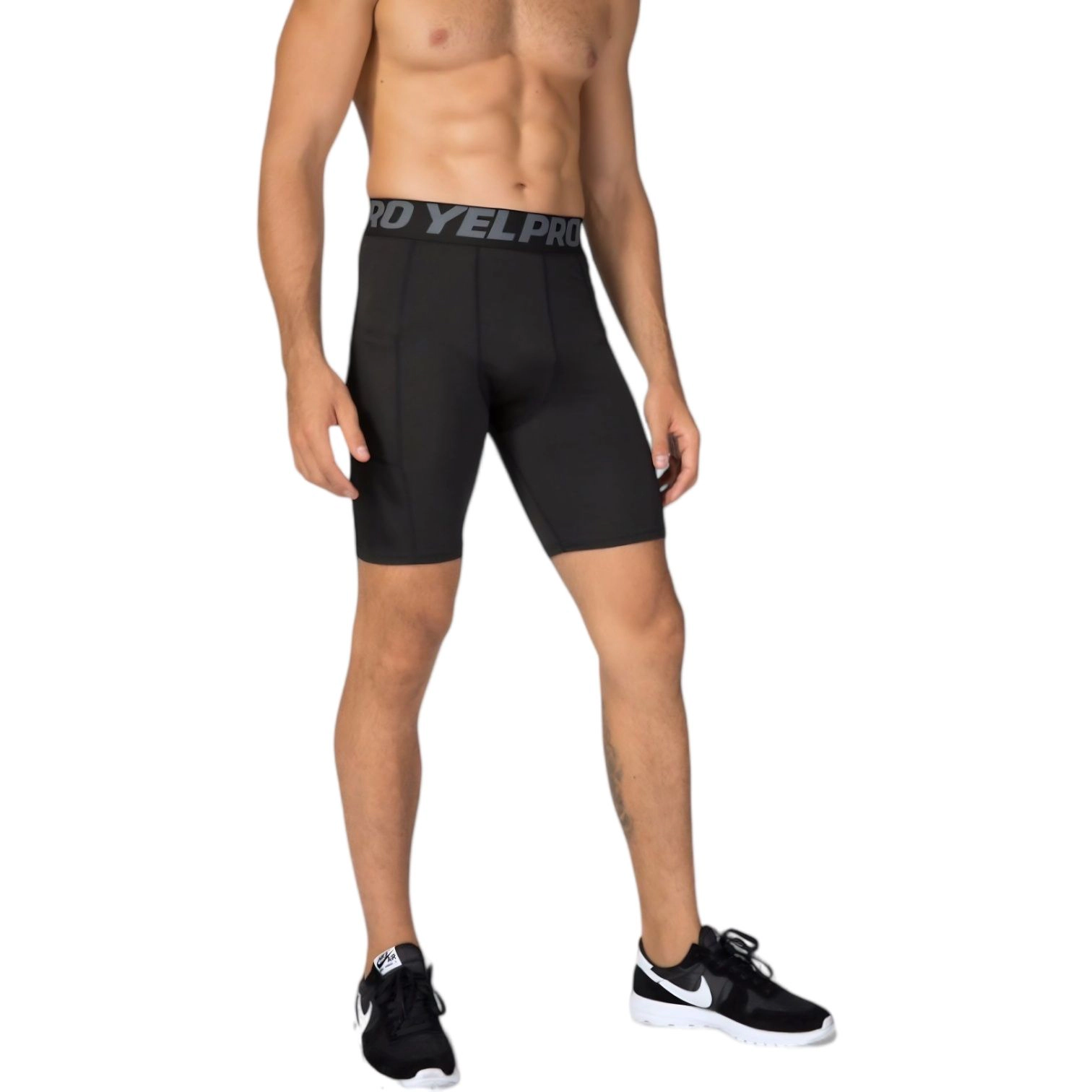 Anna-Kaci Men's Compression Fit Performance Shorts with Wide Waistband and Moisture-Wicking Stretch Fabric