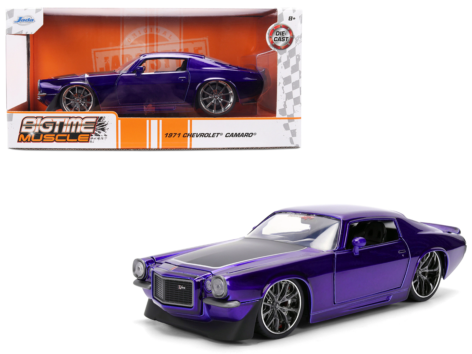 Jada 1971 Chevrolet Camaro Z/28 Purple Metallic with Black Hood "Bigtime Muscle" Series 1/24 Diecast Model Car by Jada